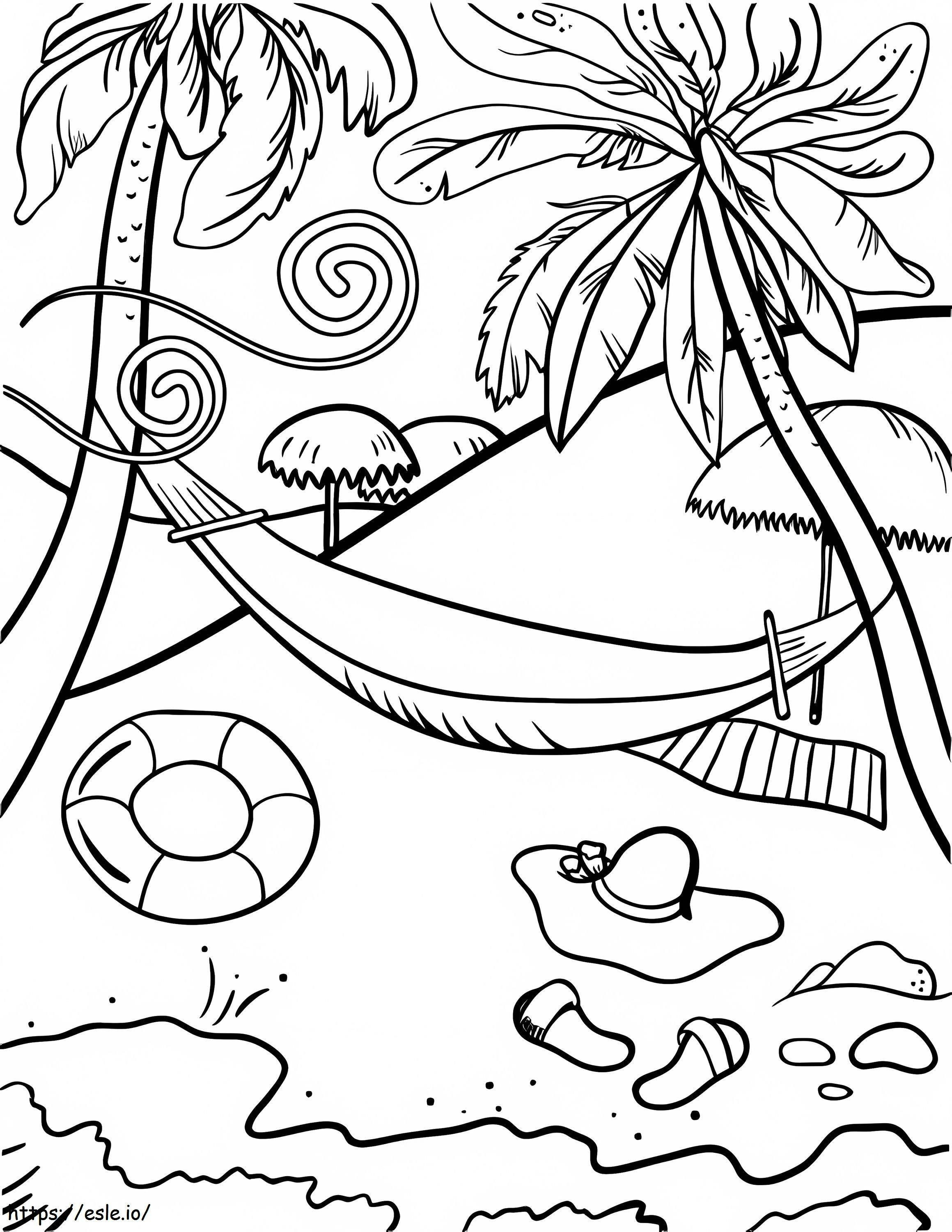 Summer Vacation With A Hammock coloring page
