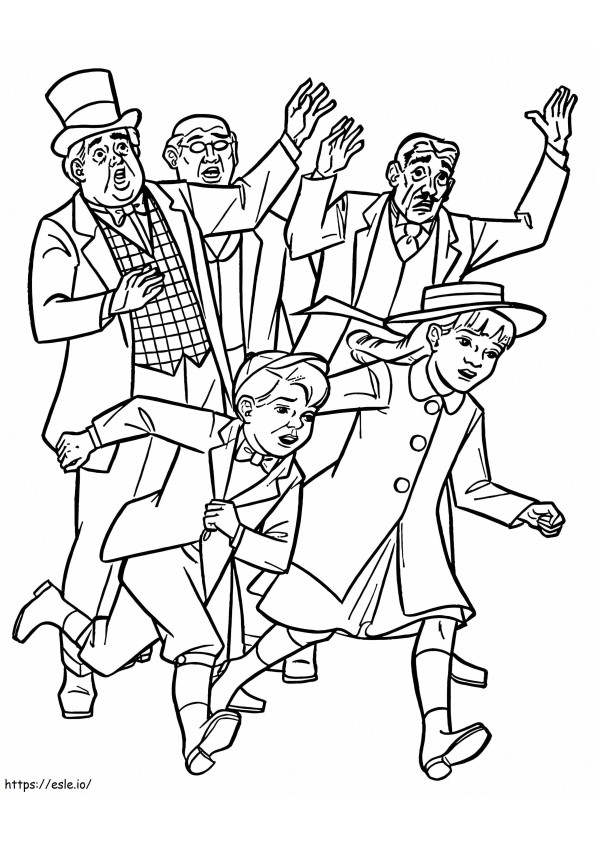Coloriage Personnages de Mary Poppins à imprimer dessin