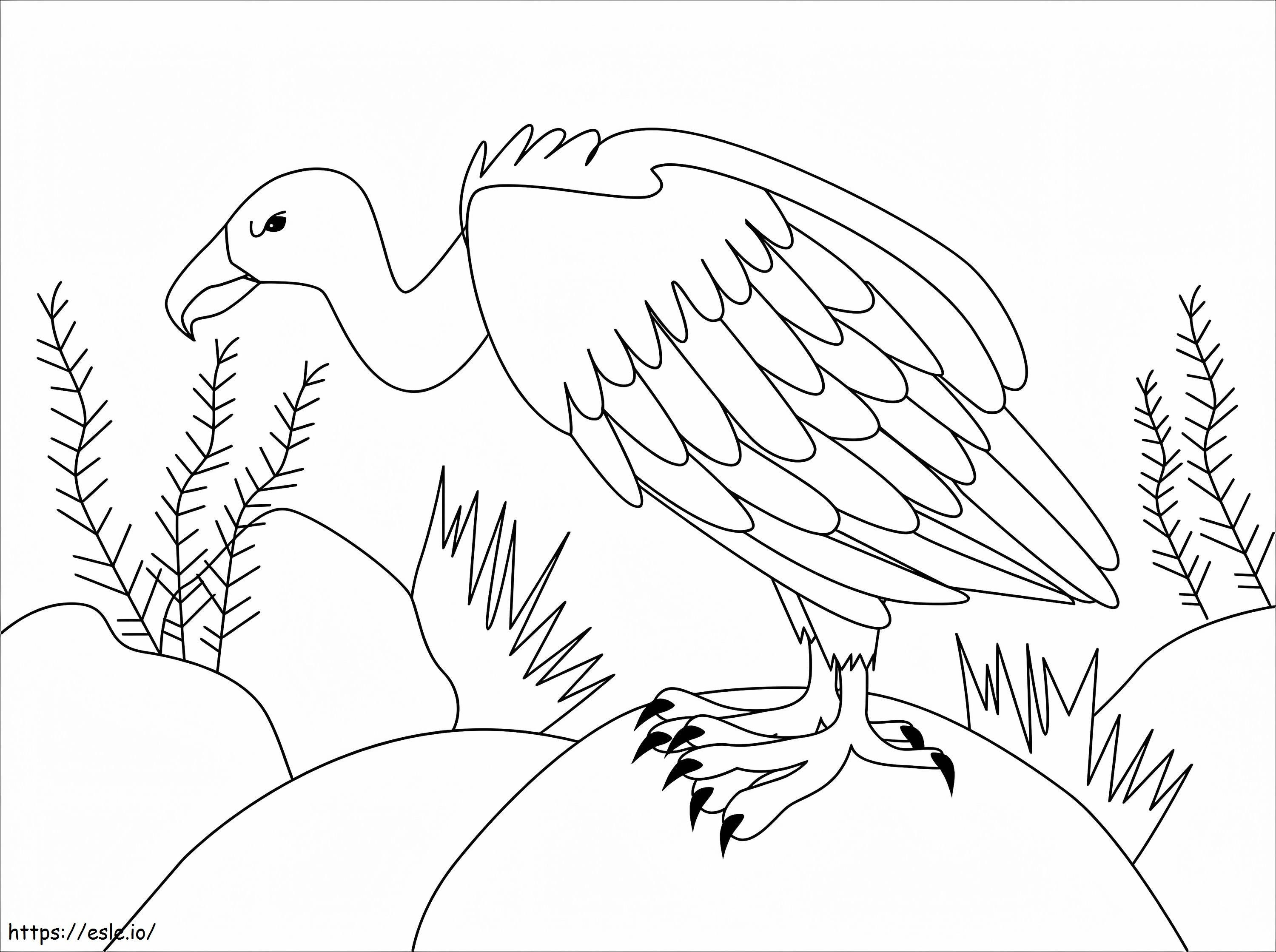 シンプルなハゲワシ ぬりえ - 塗り絵