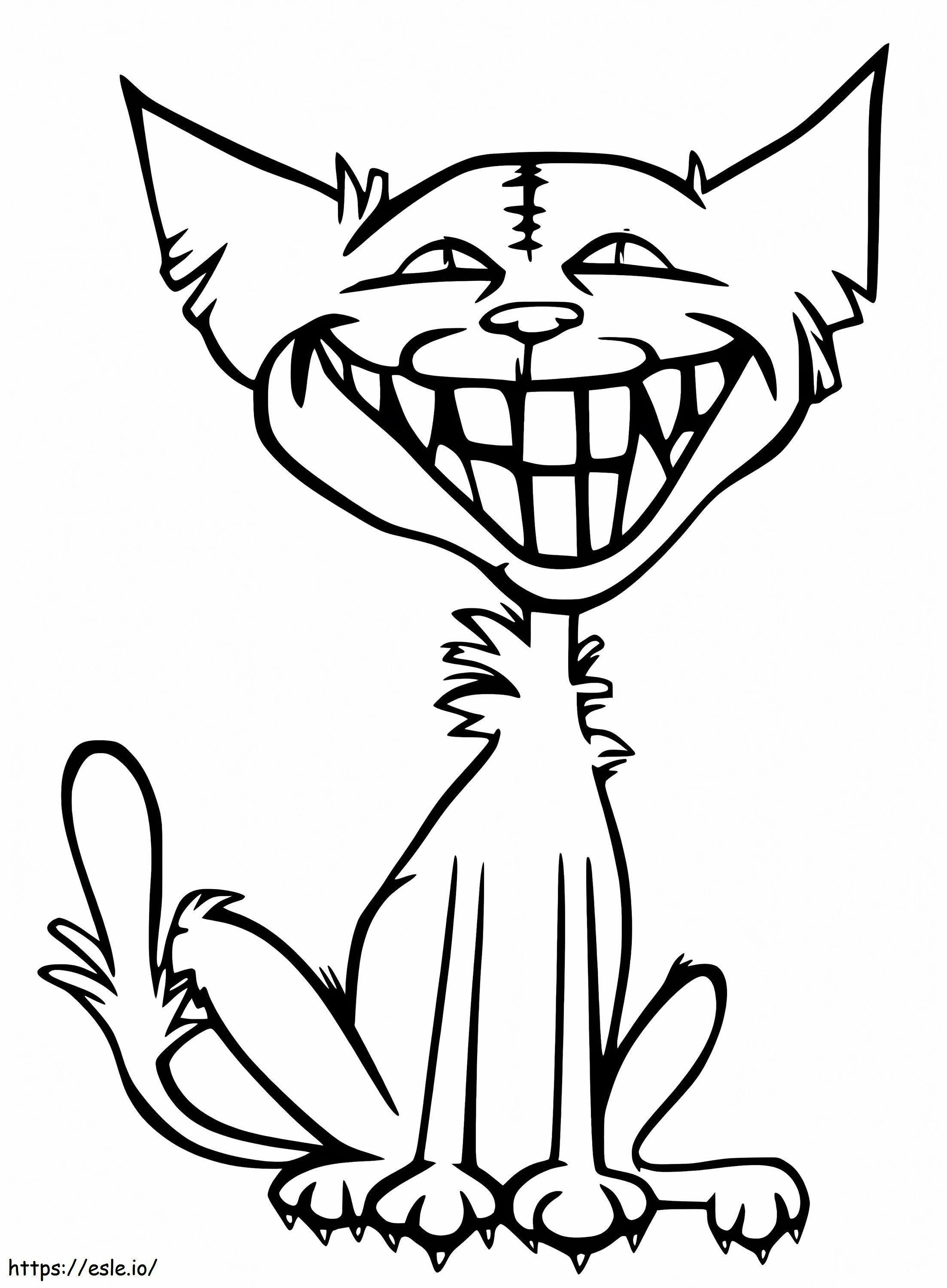 Scary Halloween Cat Smiling coloring page