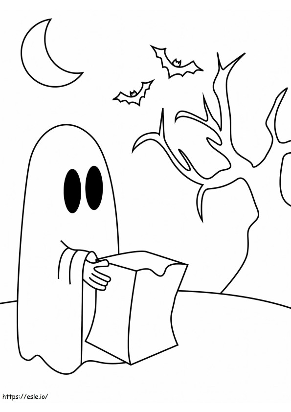 Fantasma con caja de regalo para colorear