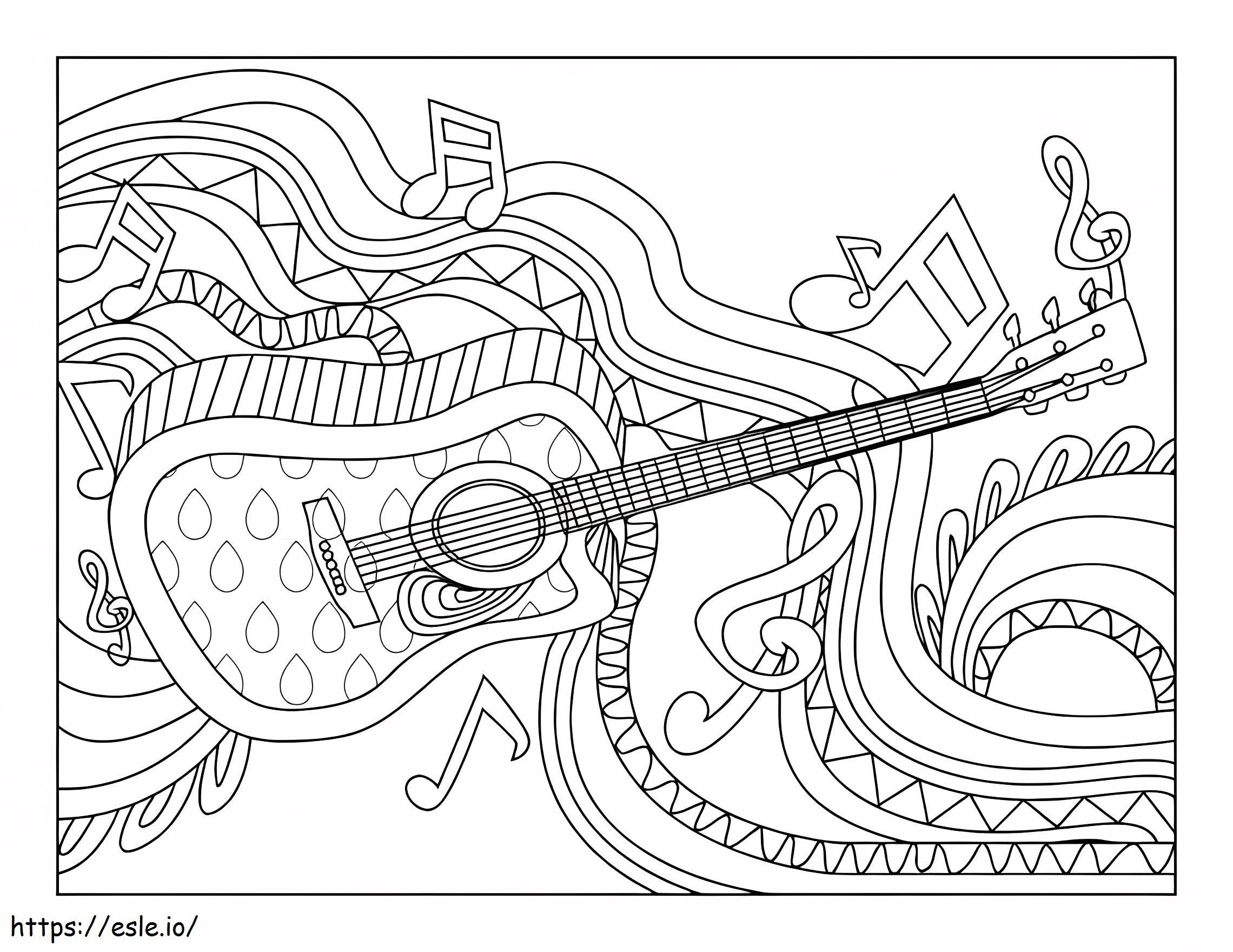 Coloriage Guitare Dur à imprimer dessin