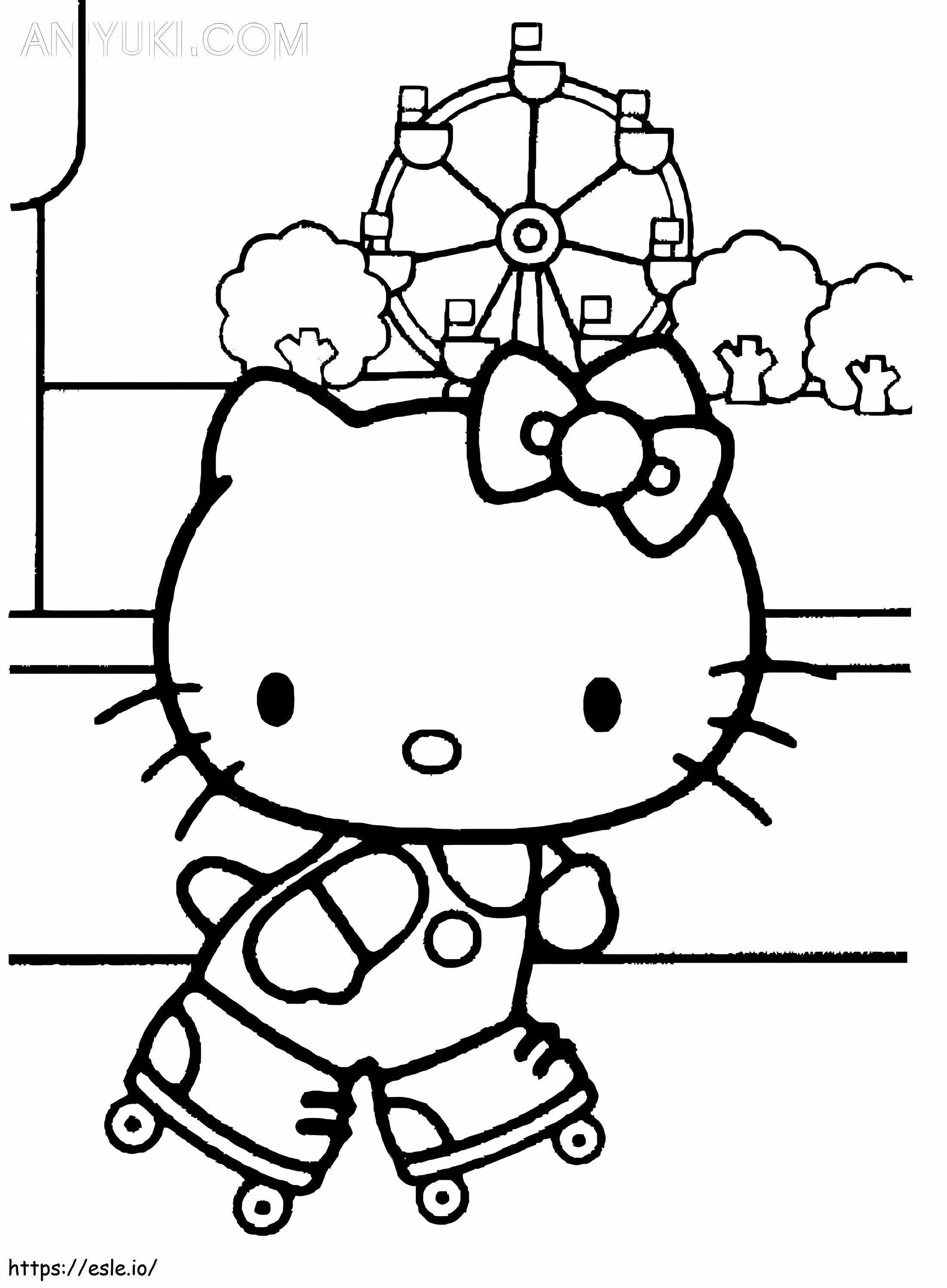 Coloriage Hello Kitty sur des patins à roulettes à imprimer dessin
