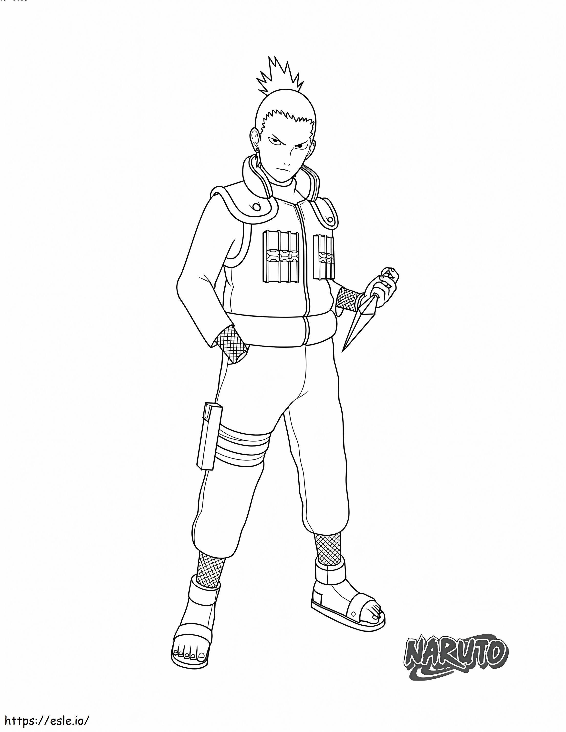 Shikamaru Sosteniendo Kunai coloring page