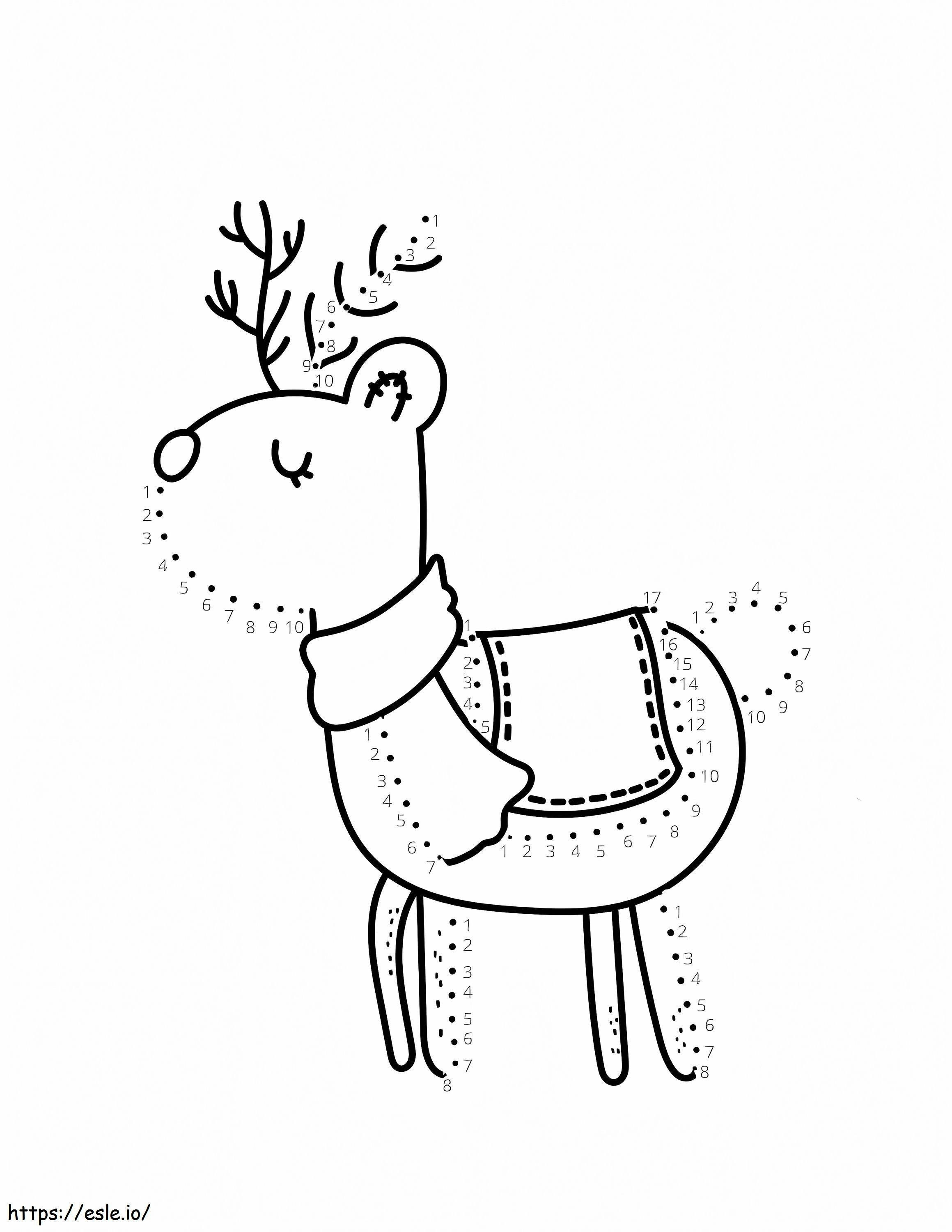 Reindeer Dot To Dots Free coloring page