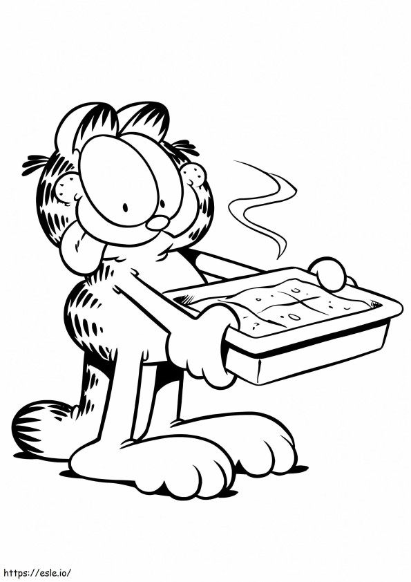 Coloriage Garfield tenant de la nourriture à imprimer dessin