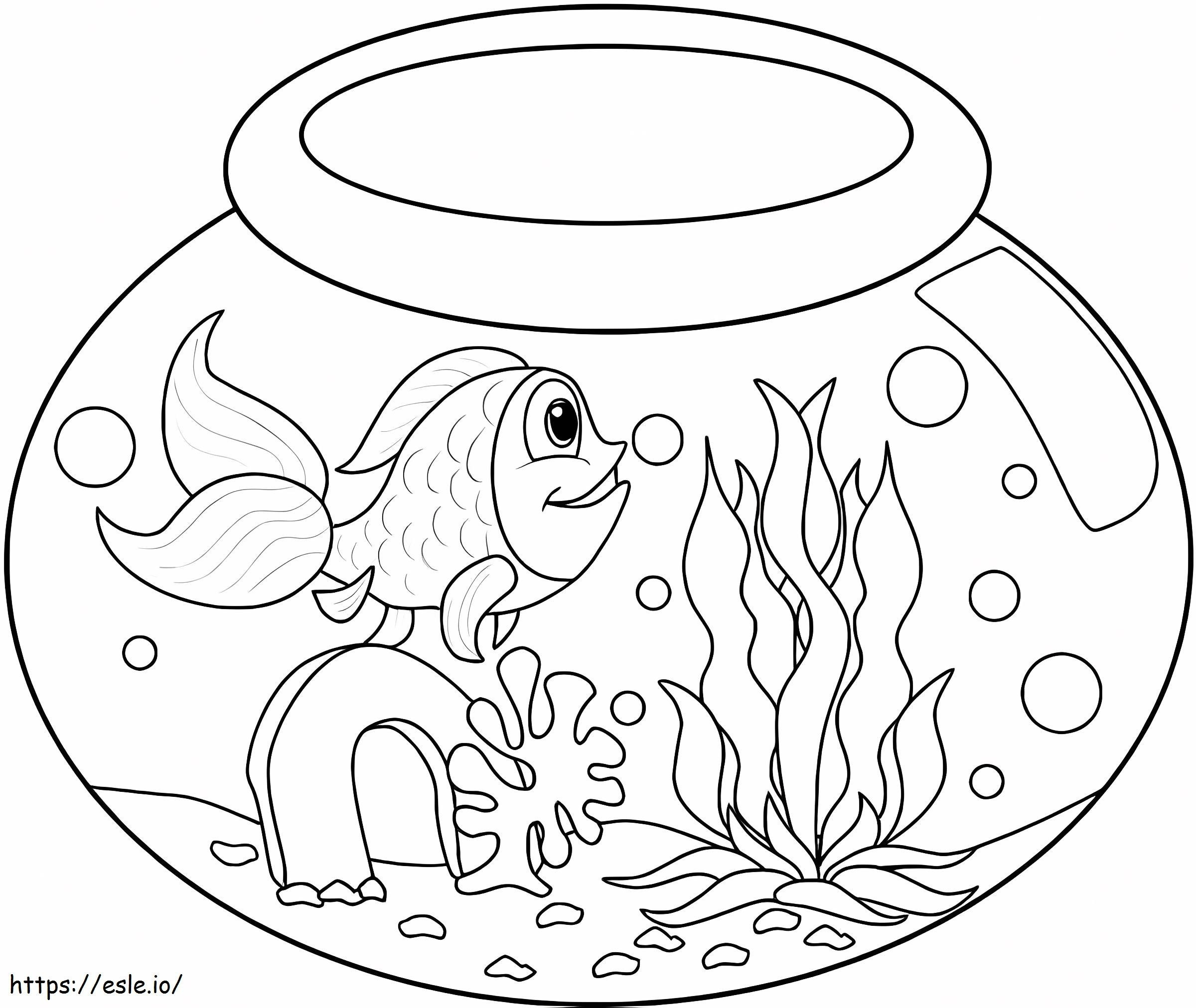 金魚鉢に色を付ける ぬりえ - 塗り絵