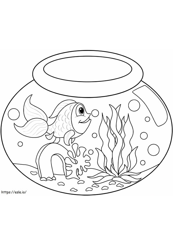 金魚鉢に色を付ける ぬりえ - 塗り絵