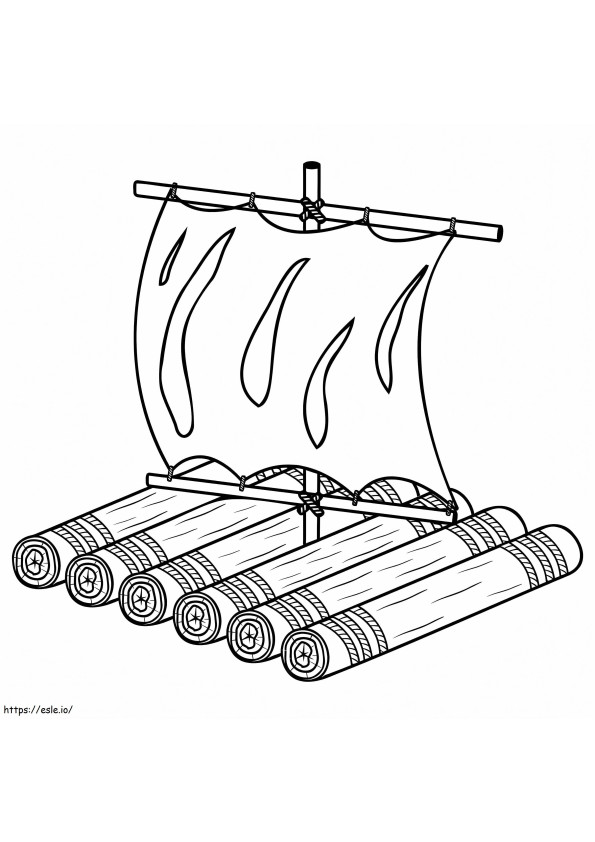 Printable Wooden Raft coloring page