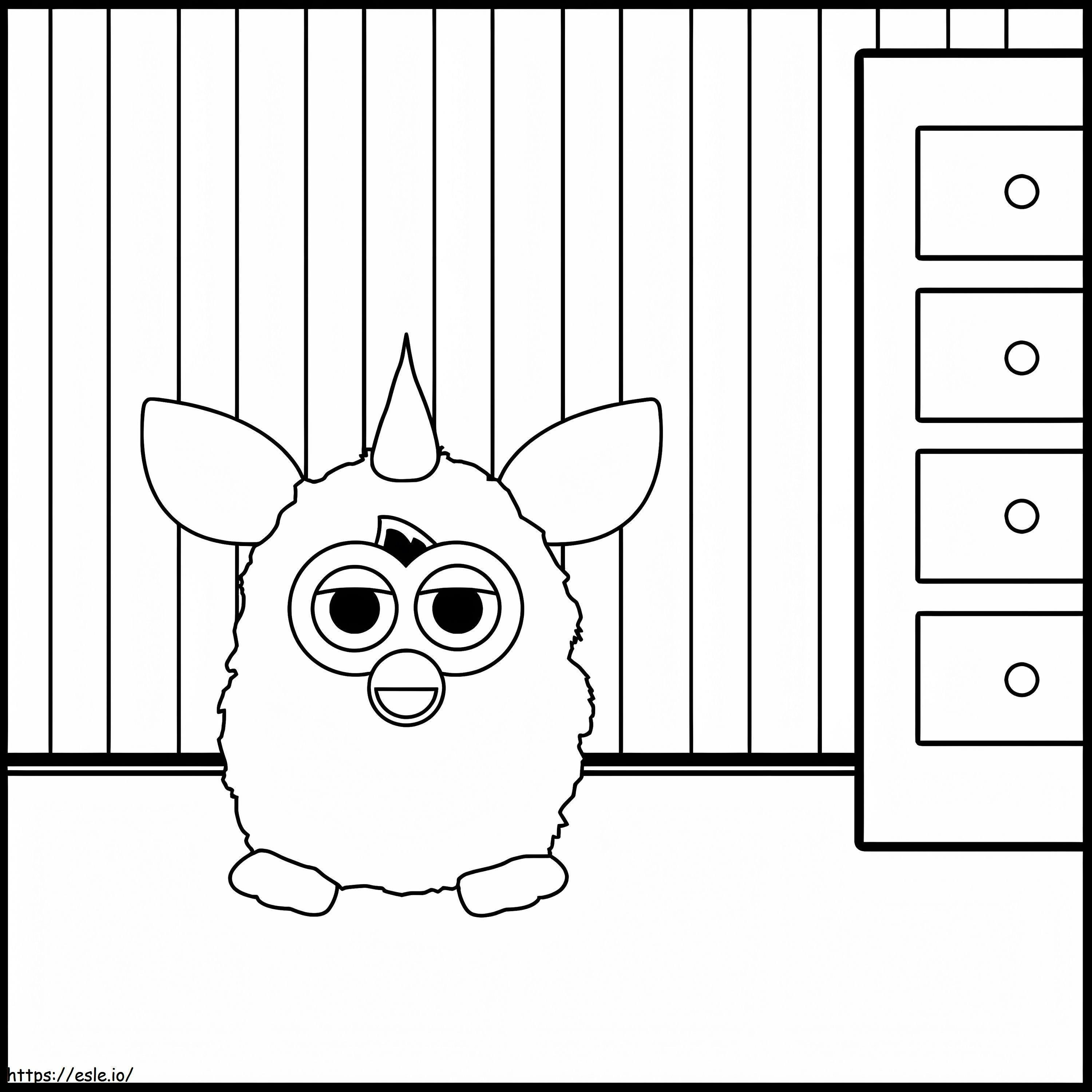 Furby huoneessa värityskuva