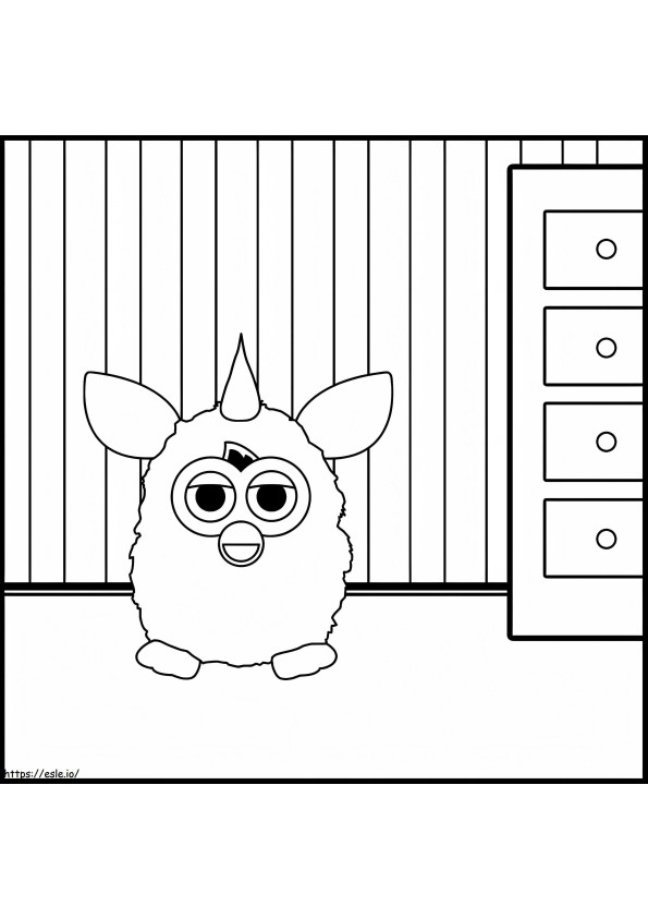 Furby huoneessa värityskuva