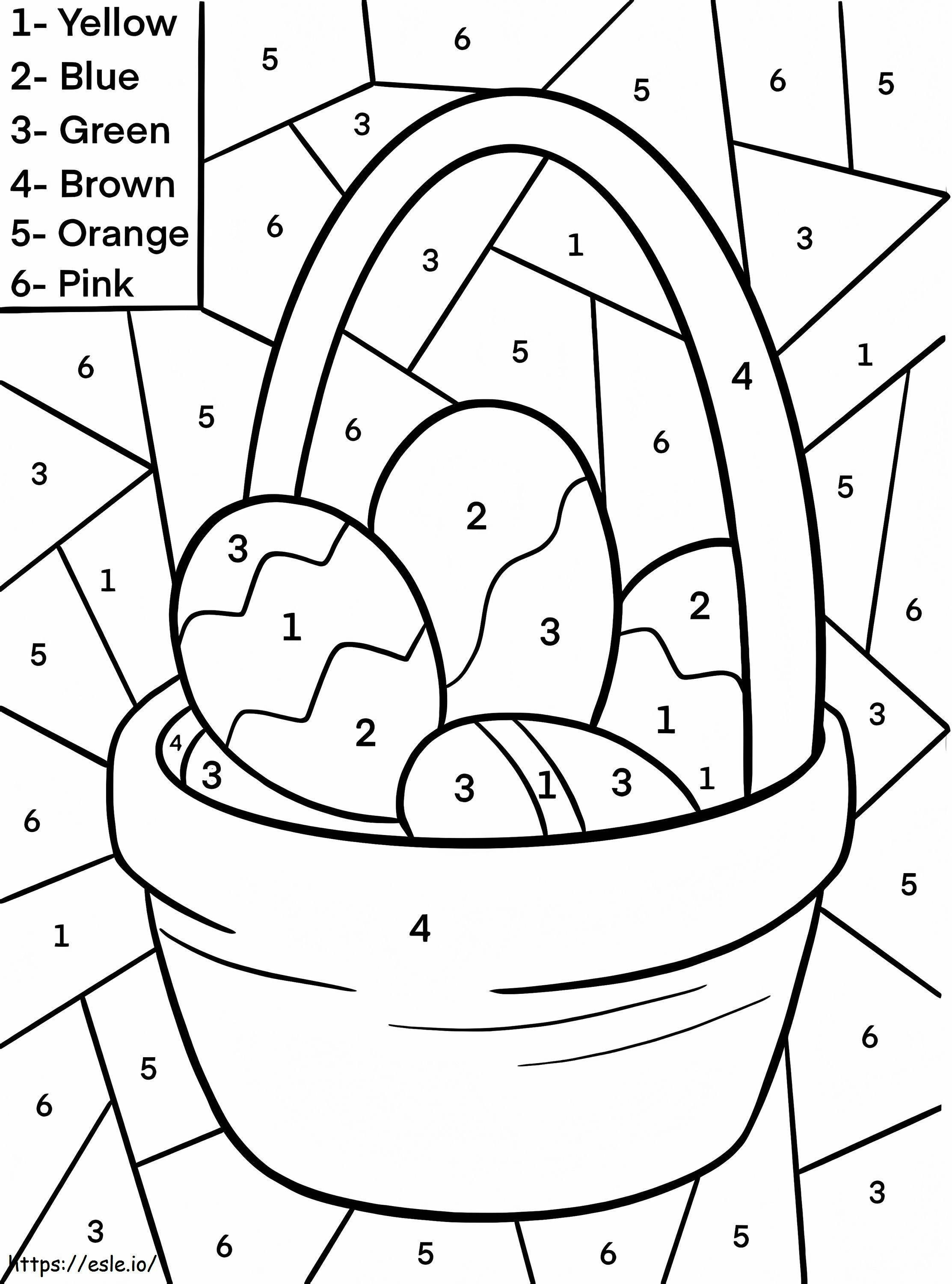 Easter Basket Color By Number coloring page