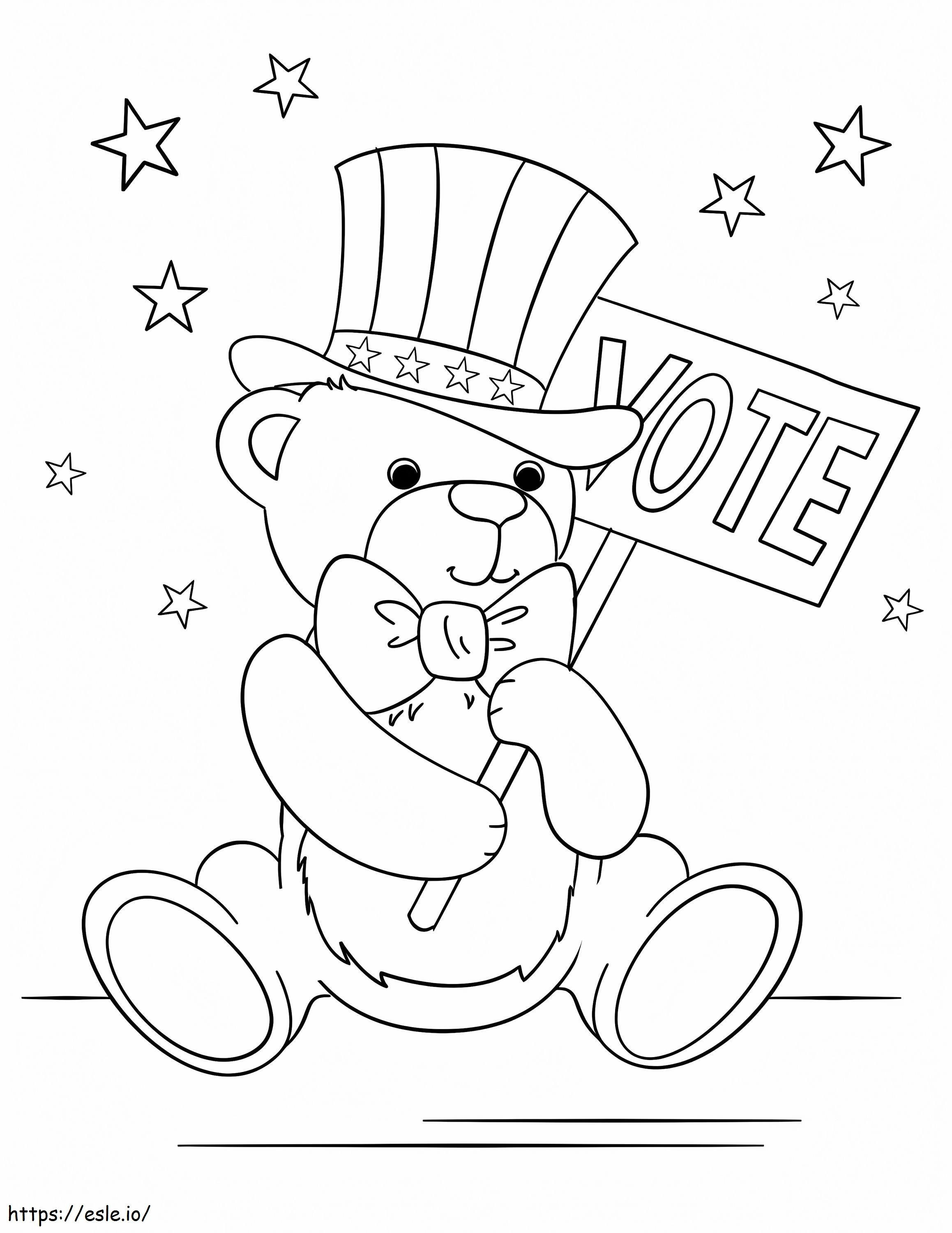 Patriotic Teddy Bear coloring page