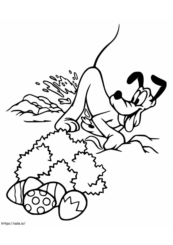 Pluto With Easter Eggs coloring page