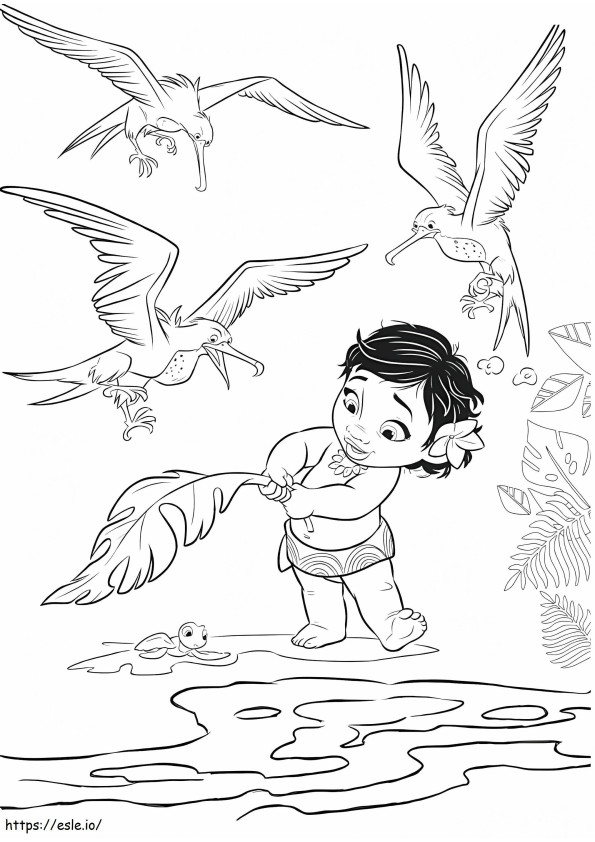 1534558646 Moana With Animals A4 coloring page