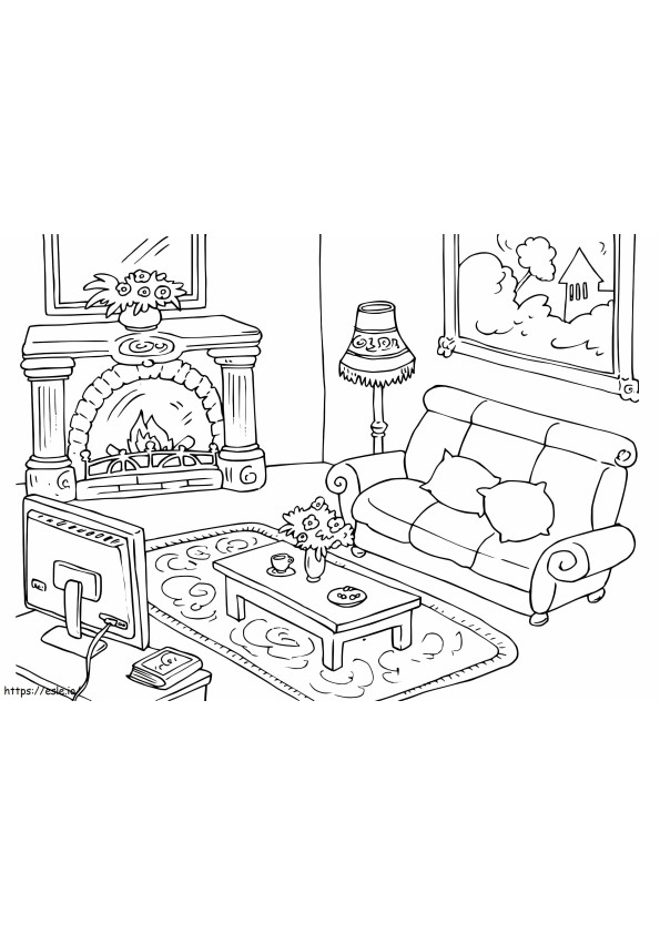 Awesome Living Room coloring page