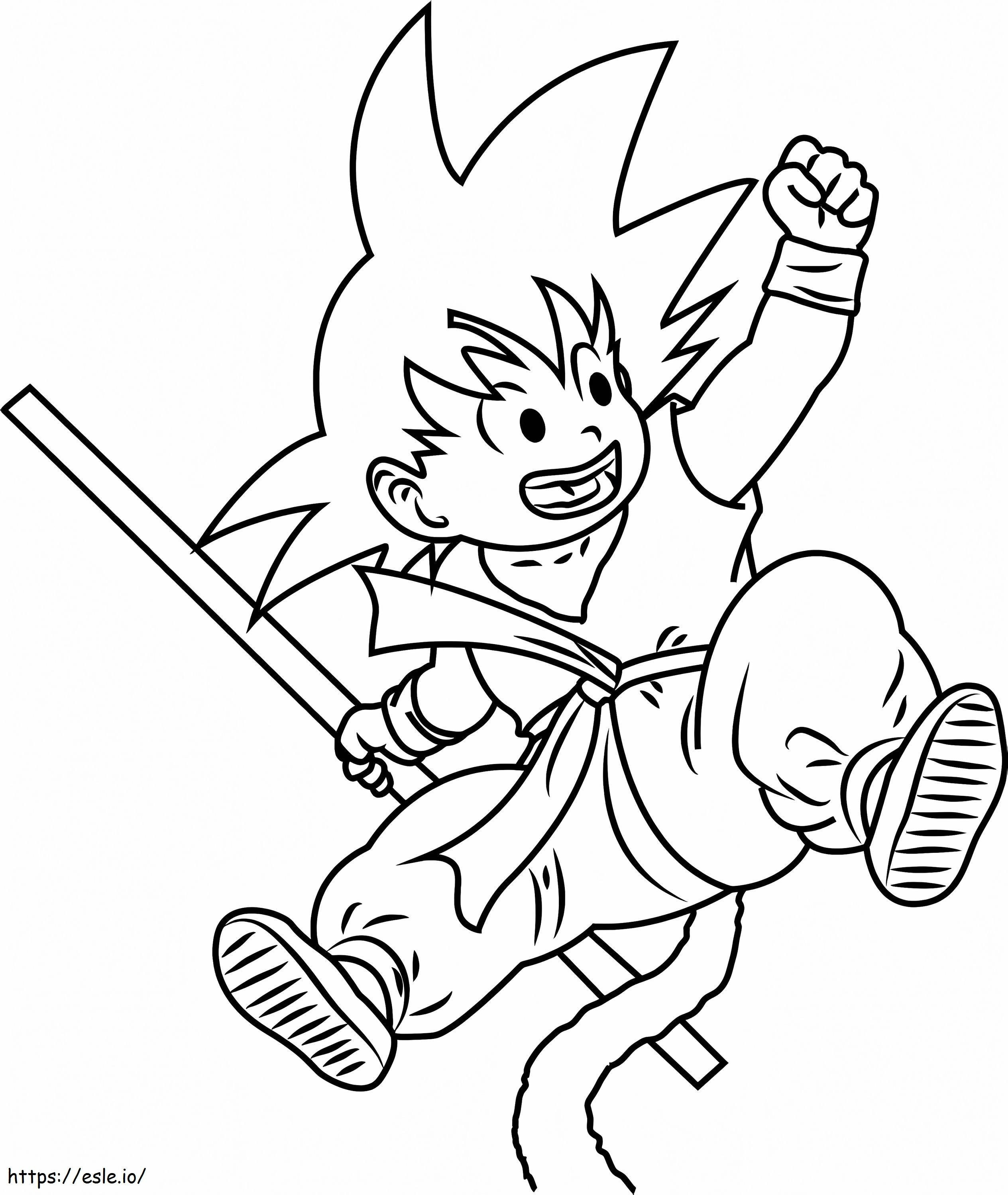 Pulando Pequeno Goku para colorir