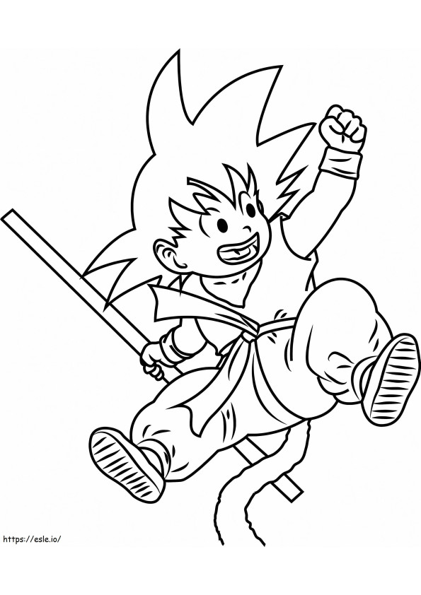 Coloriage Sautant Petit Goku à imprimer dessin