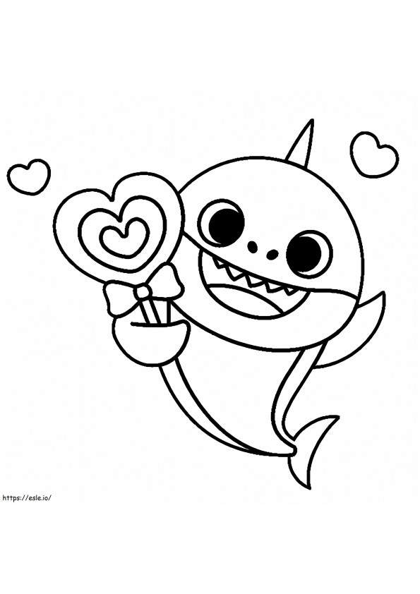 Baby Shark Holding A Lollipop coloring page