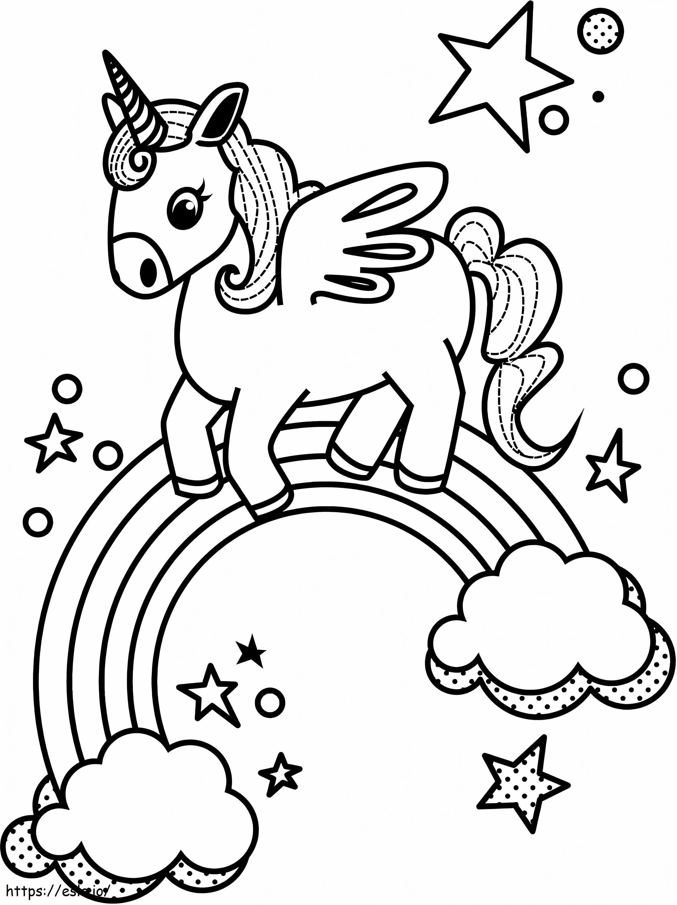 1563844817 Little Unicorn N Rainbow A4 coloring page