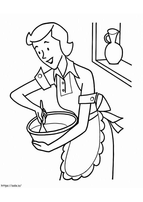 Mom Making Cookies coloring page