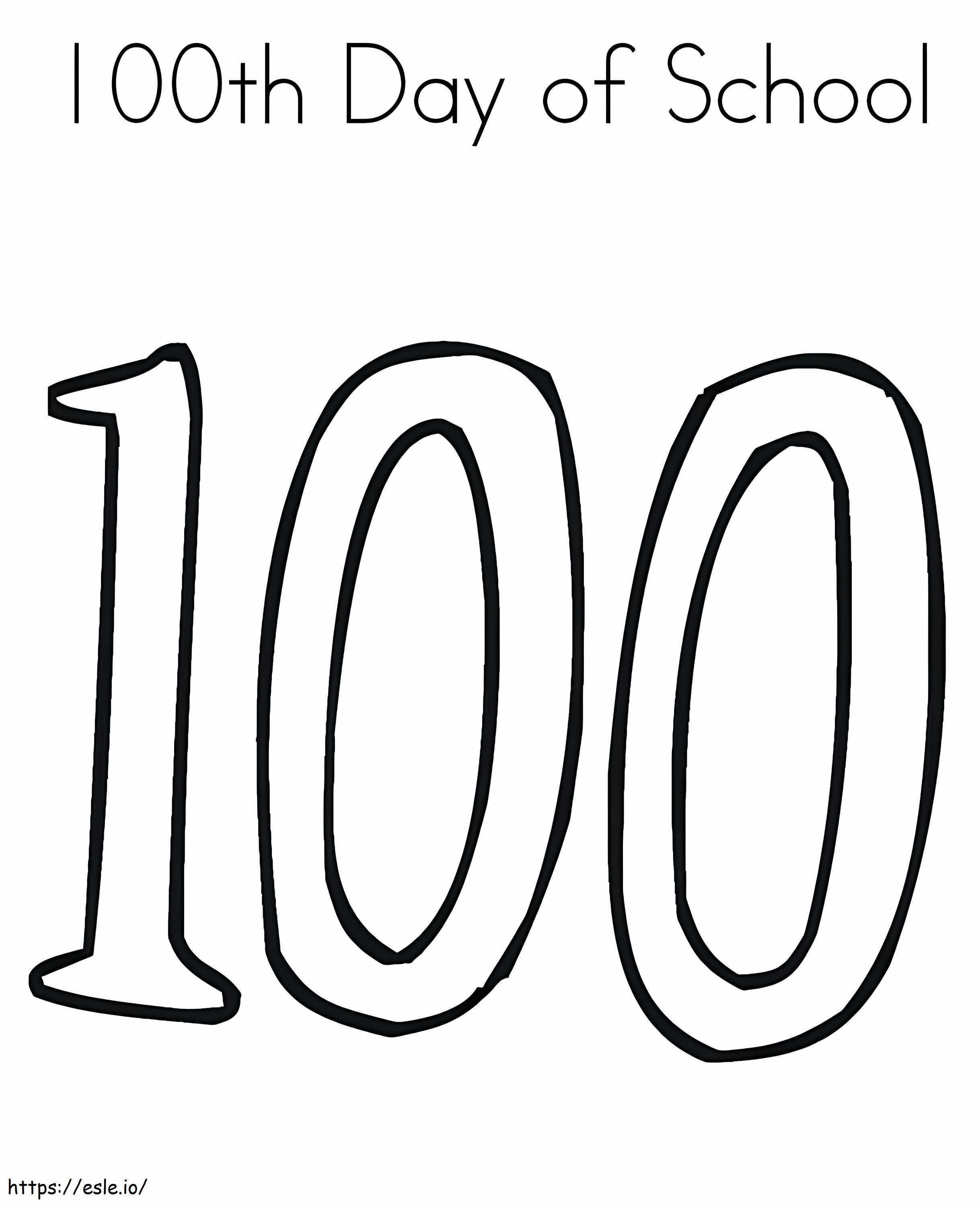 Fácil 100º dia de aula para colorir