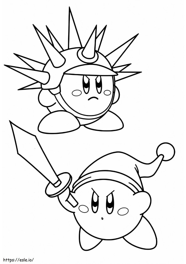 Kirbyn kaksi skiniä värityskuva