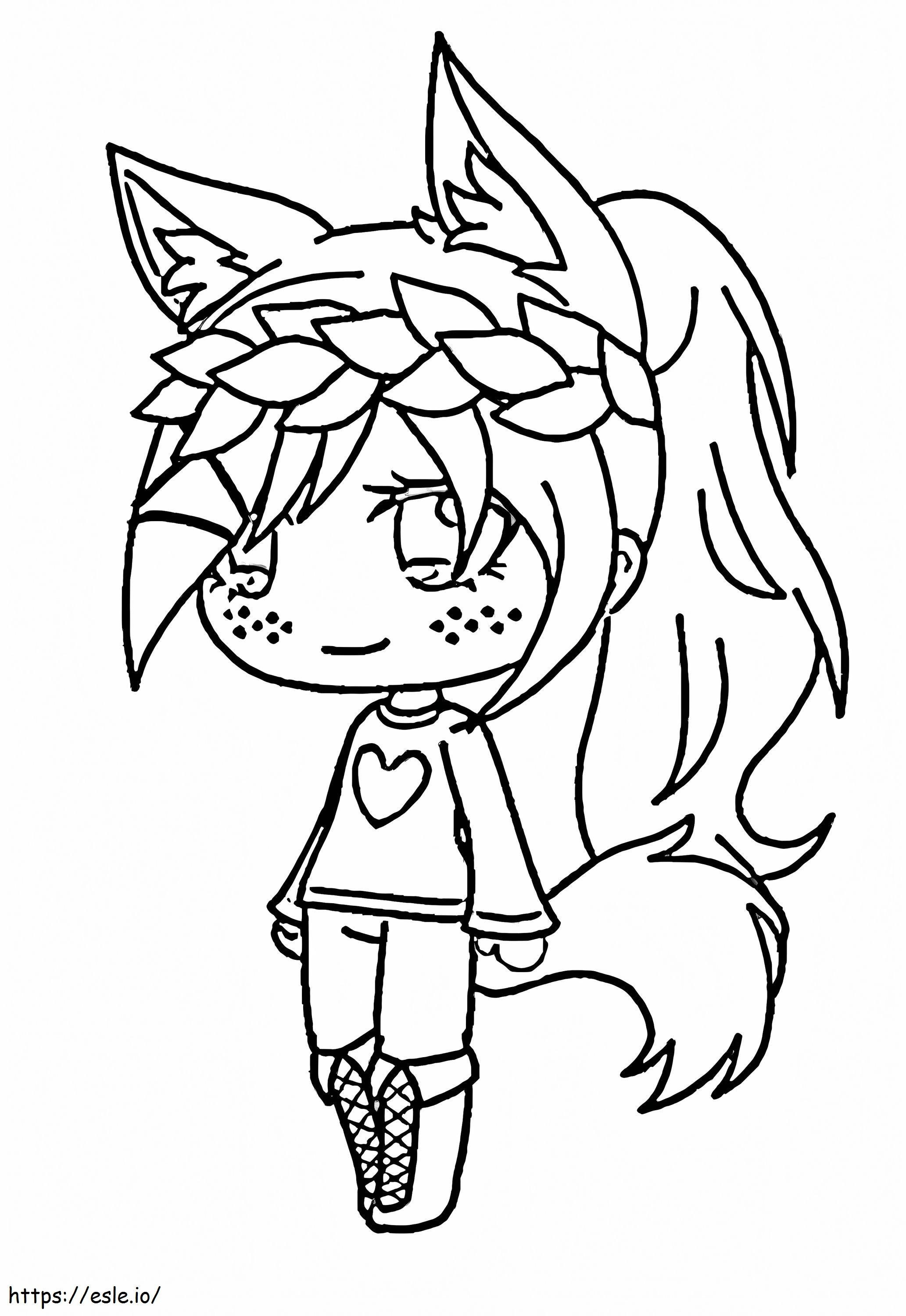 Chibi-wilcza dziewczyna kolorowanka