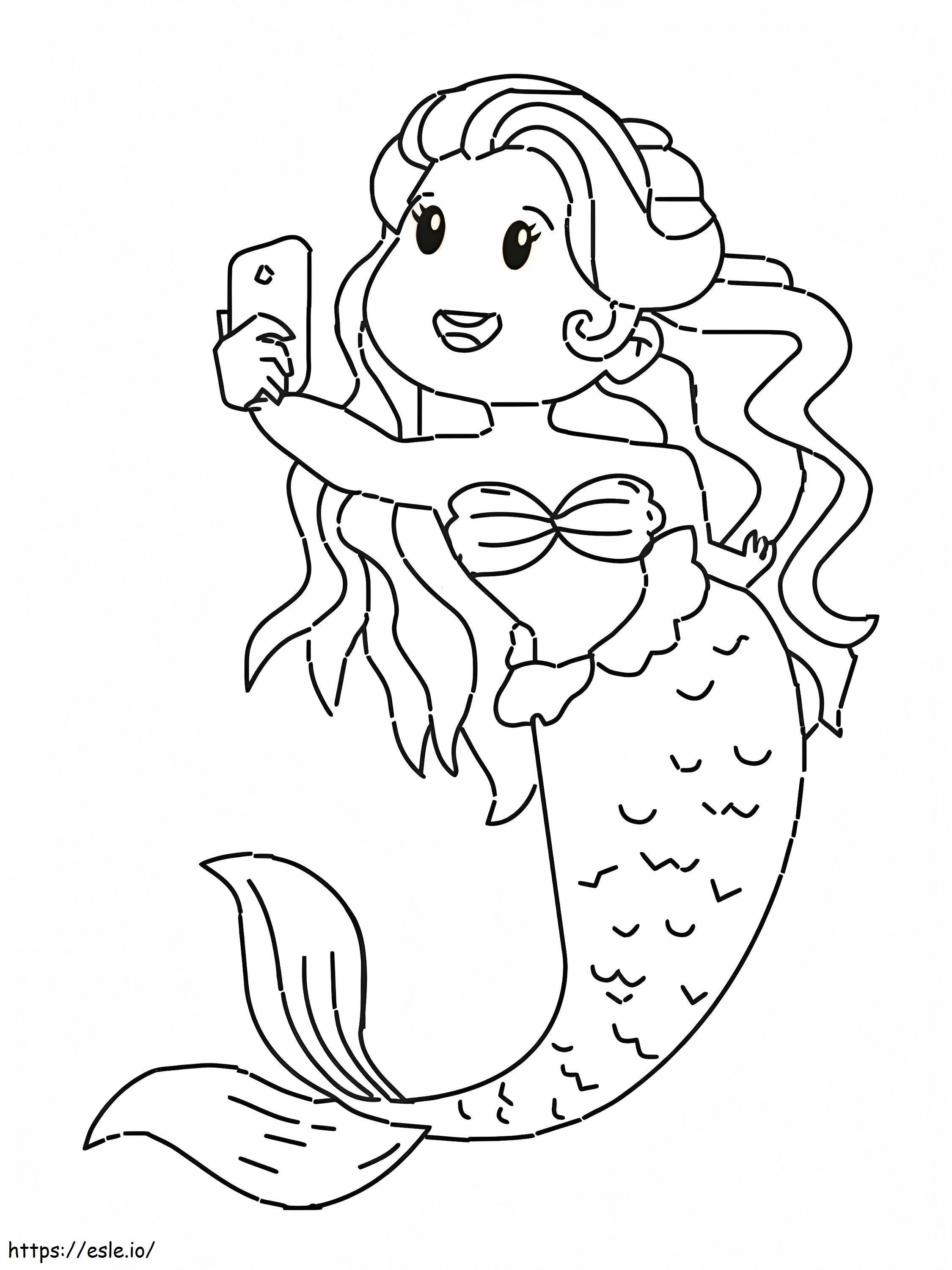 Meerjungfrau-Selfie ausmalbilder