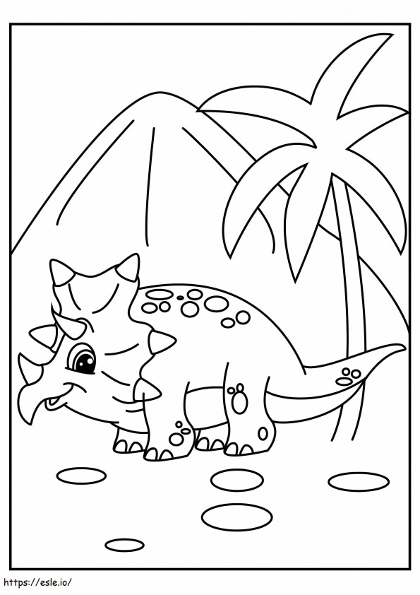 Triceratop Z Montaną I Drzewem kolorowanka