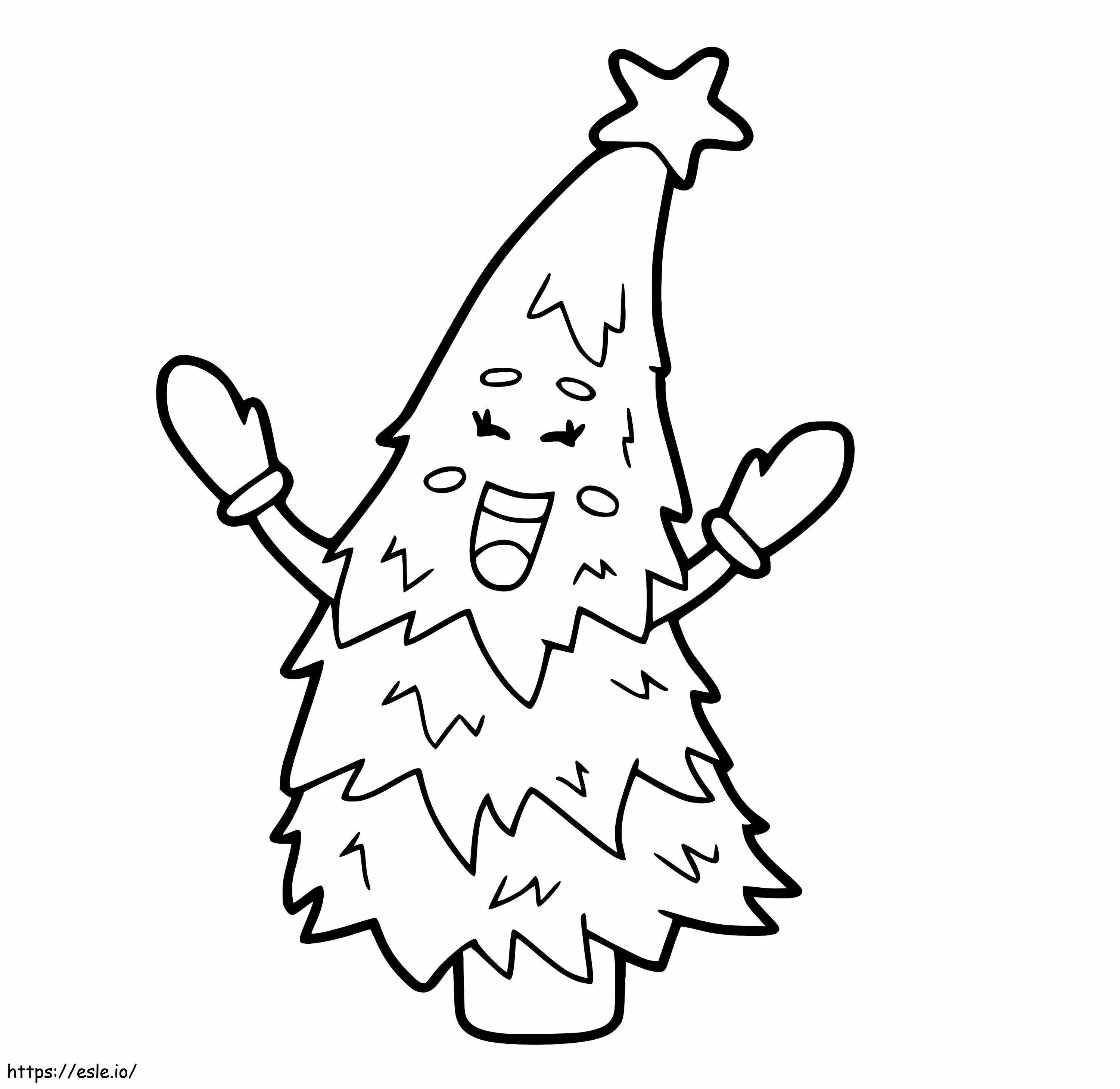 Happy Christmas Tree coloring page