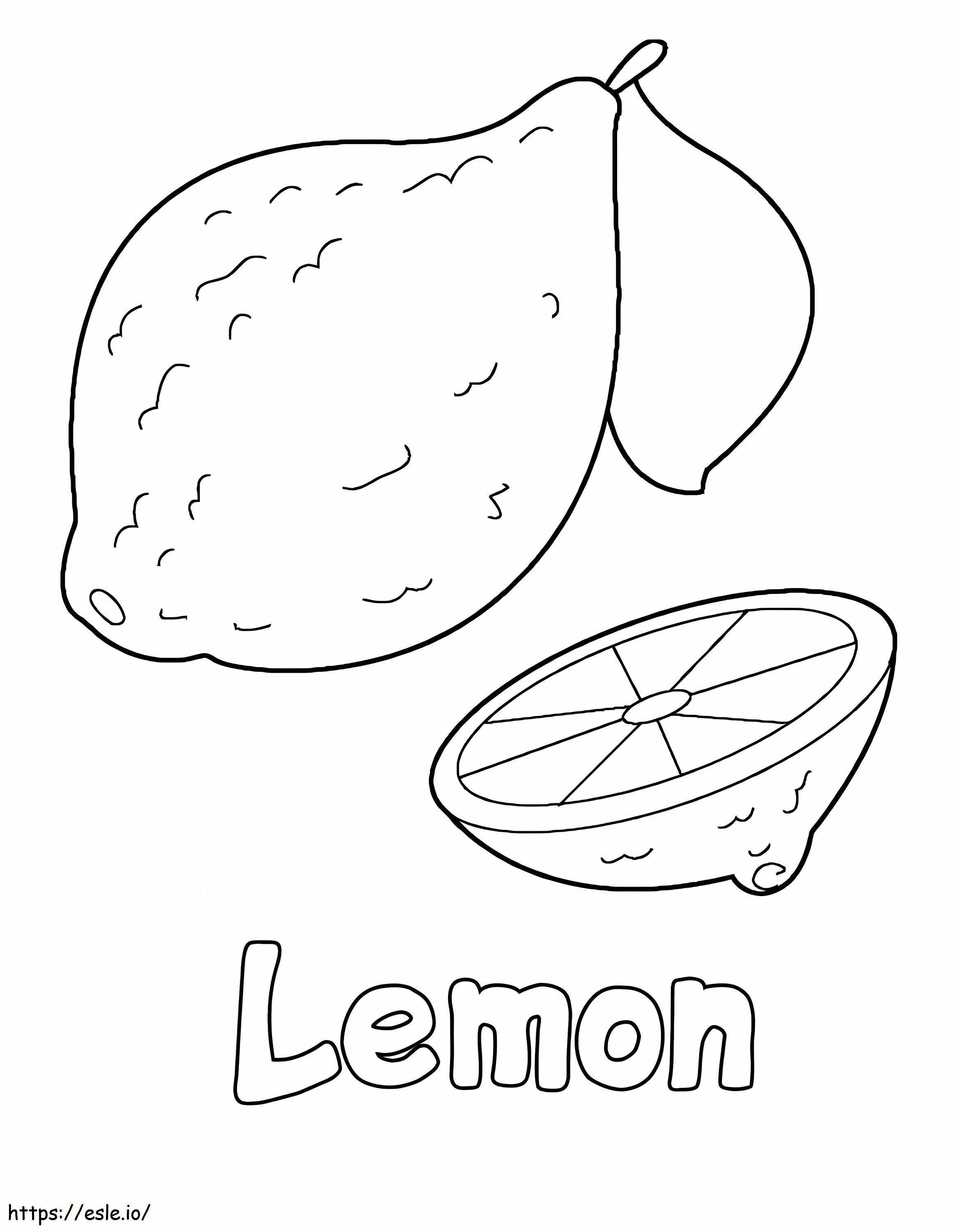 Coloriage Citron De Base Et Demi Citron à imprimer dessin