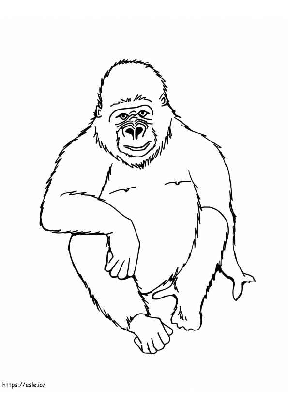 Gorilă așezată de colorat