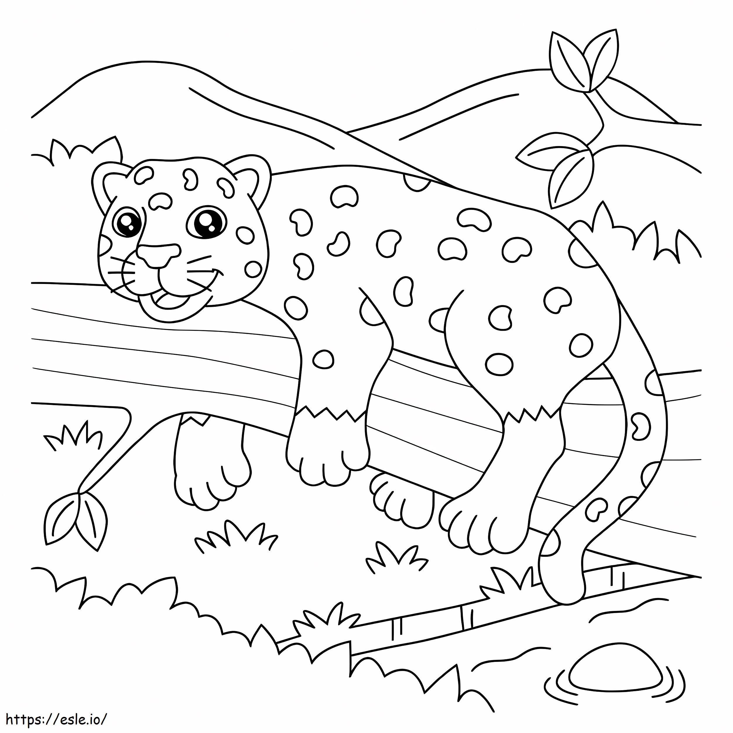 Jaguar deitado em um galho de árvore para colorir