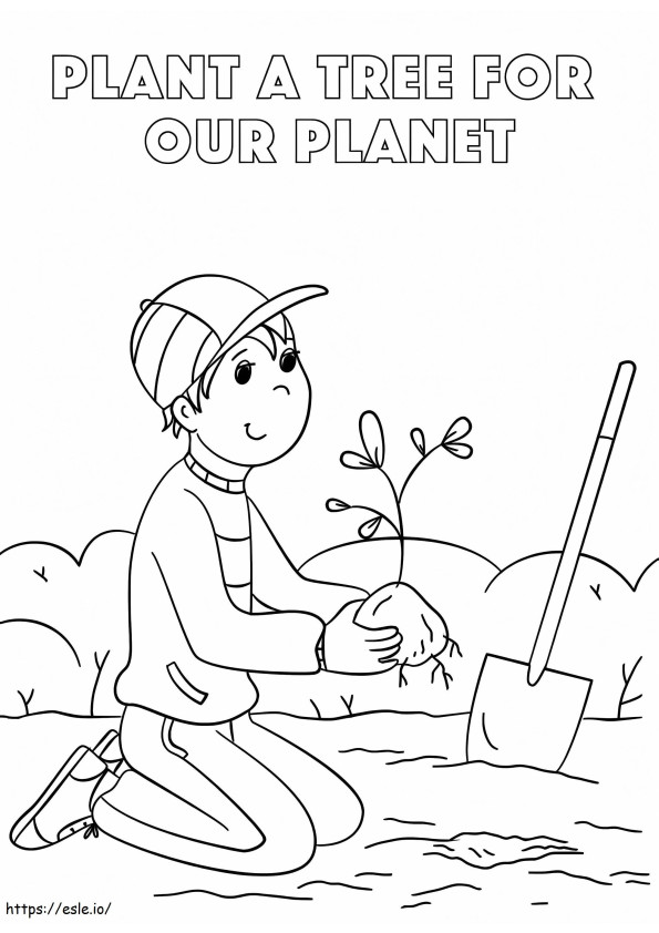 Coloriage Planter un arbre 2 à imprimer dessin