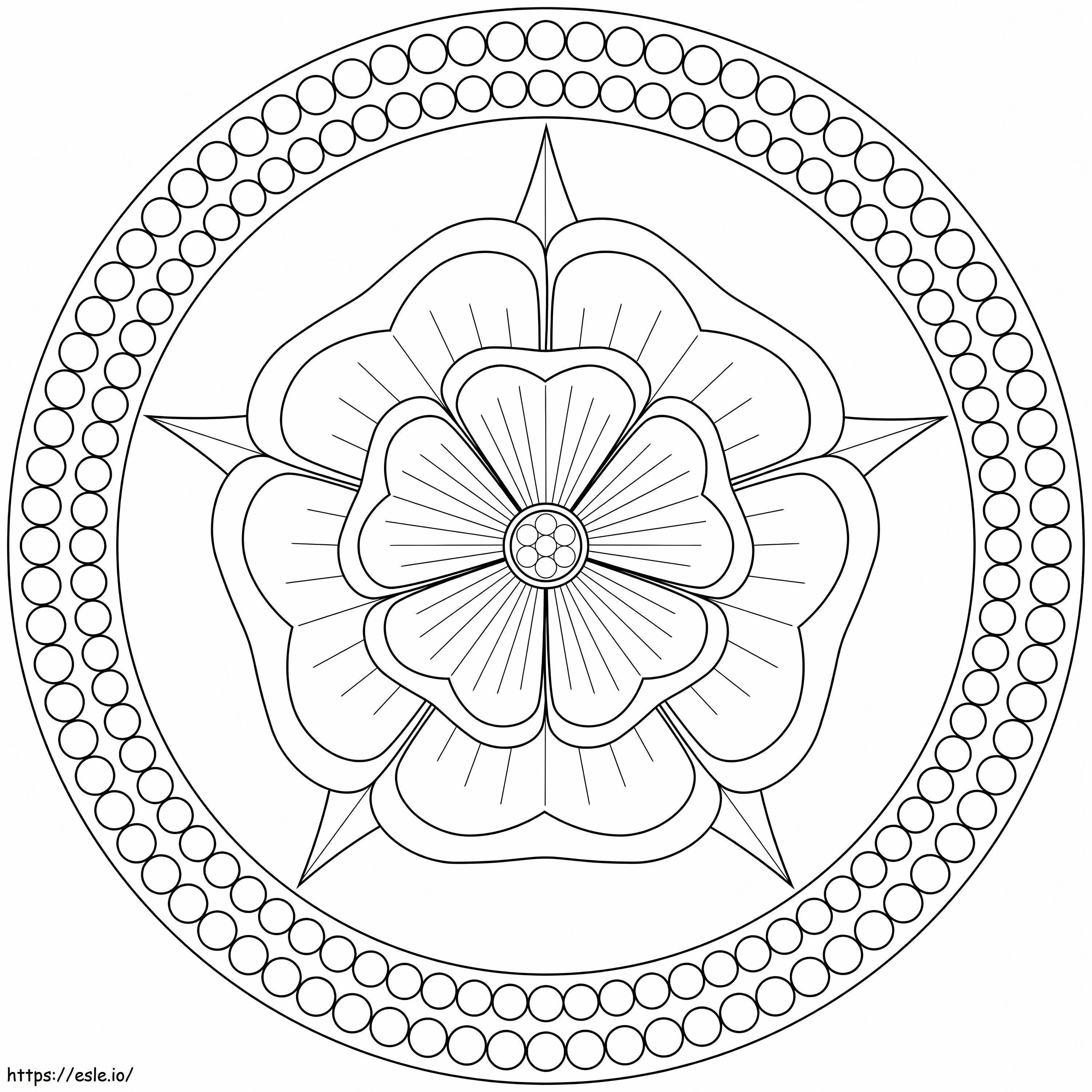 Kukat Mandala ympyrä värityskuva