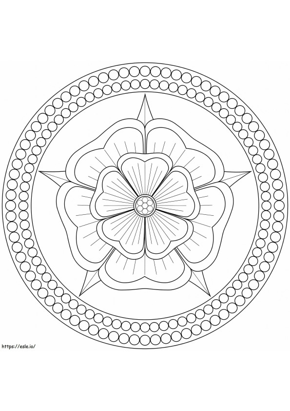 Kukat Mandala ympyrä värityskuva
