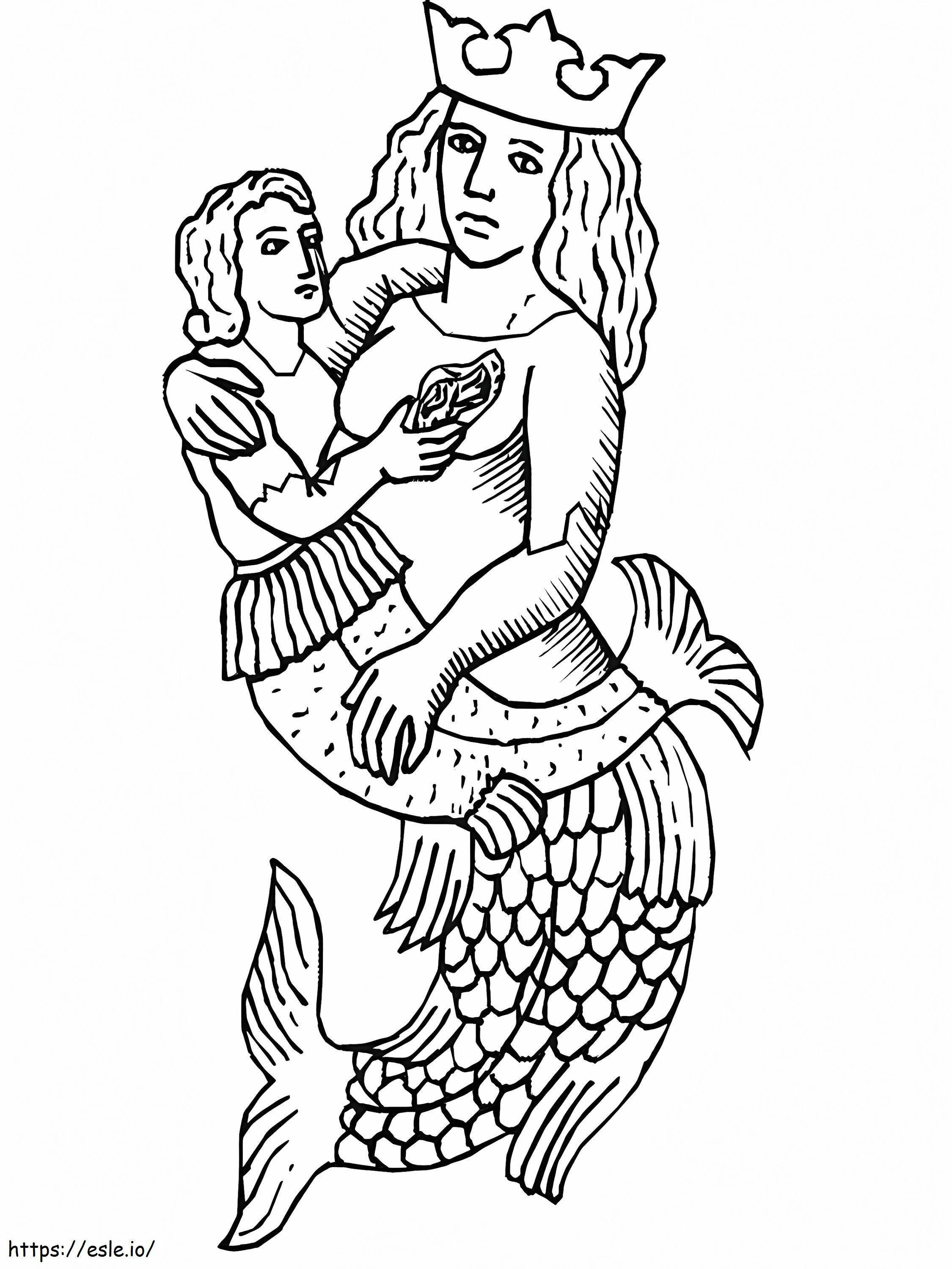Mermaids Statue coloring page