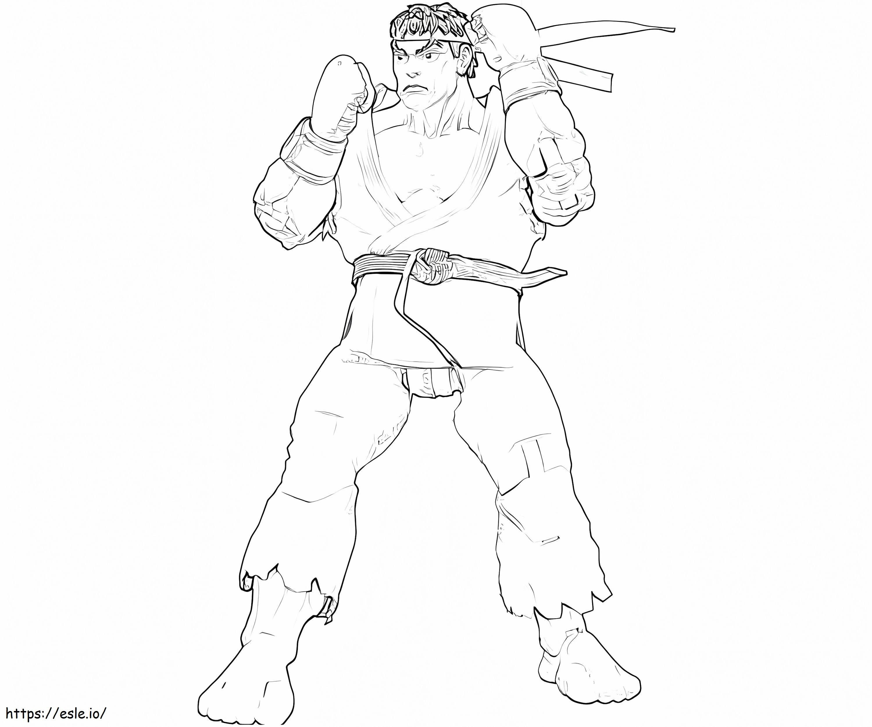 Draw Ryu coloring page