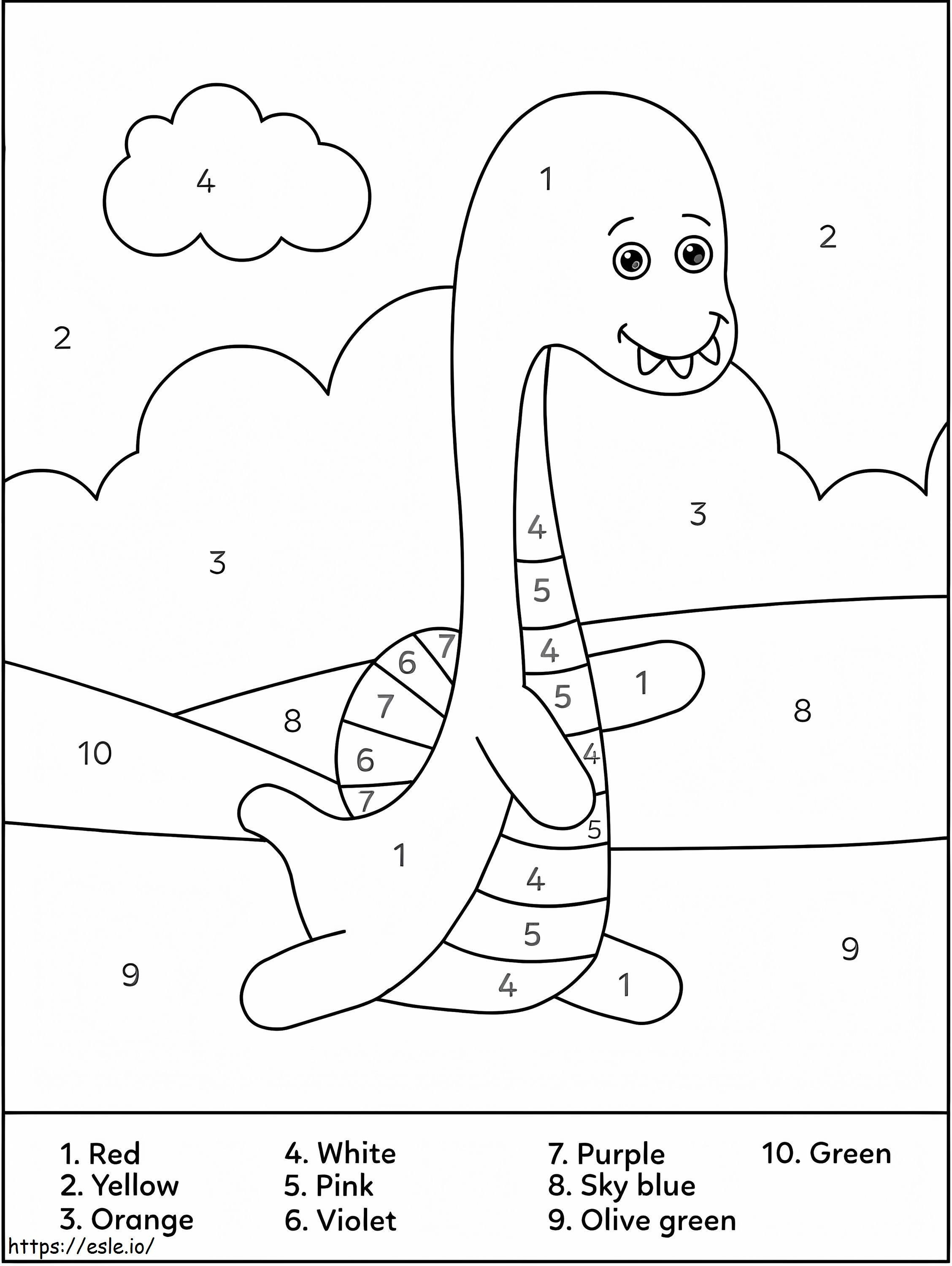 Dinossauro engraçado correndo cor por número para colorir