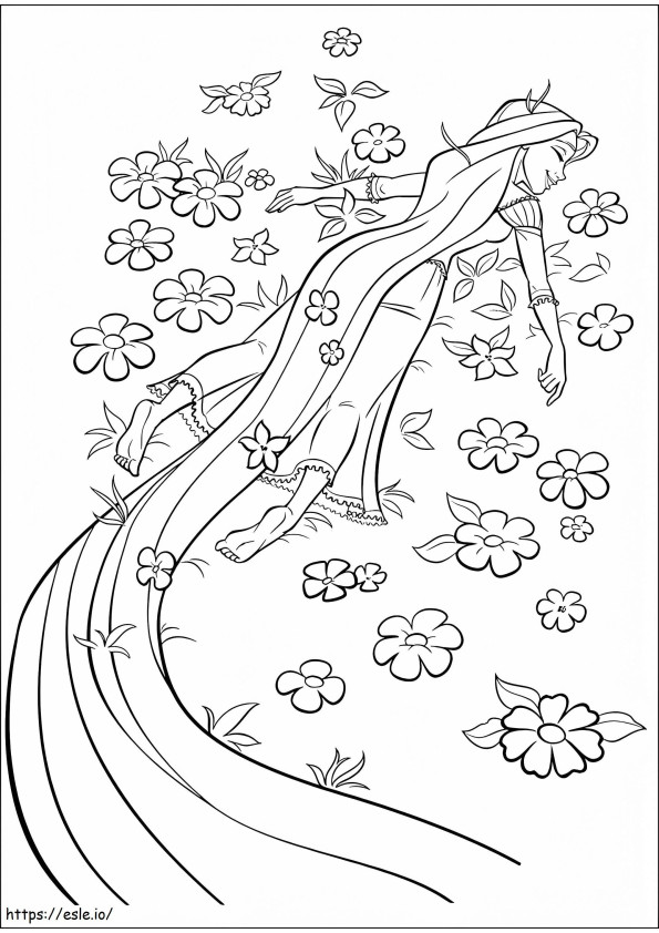 1533182441 Rapunzel Com Flores A4 para colorir