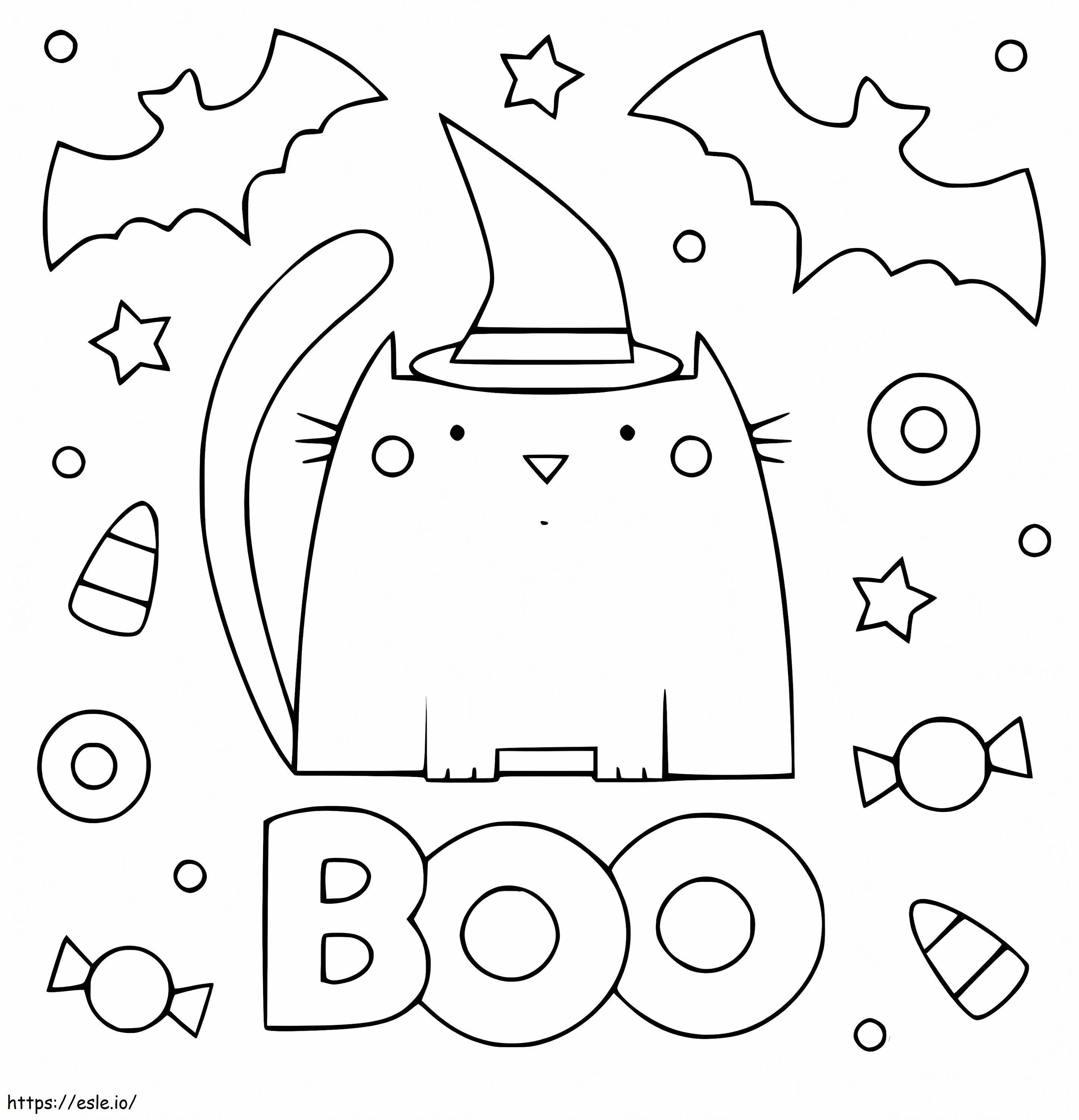Coloriage Chat d'Halloween mignon à imprimer dessin
