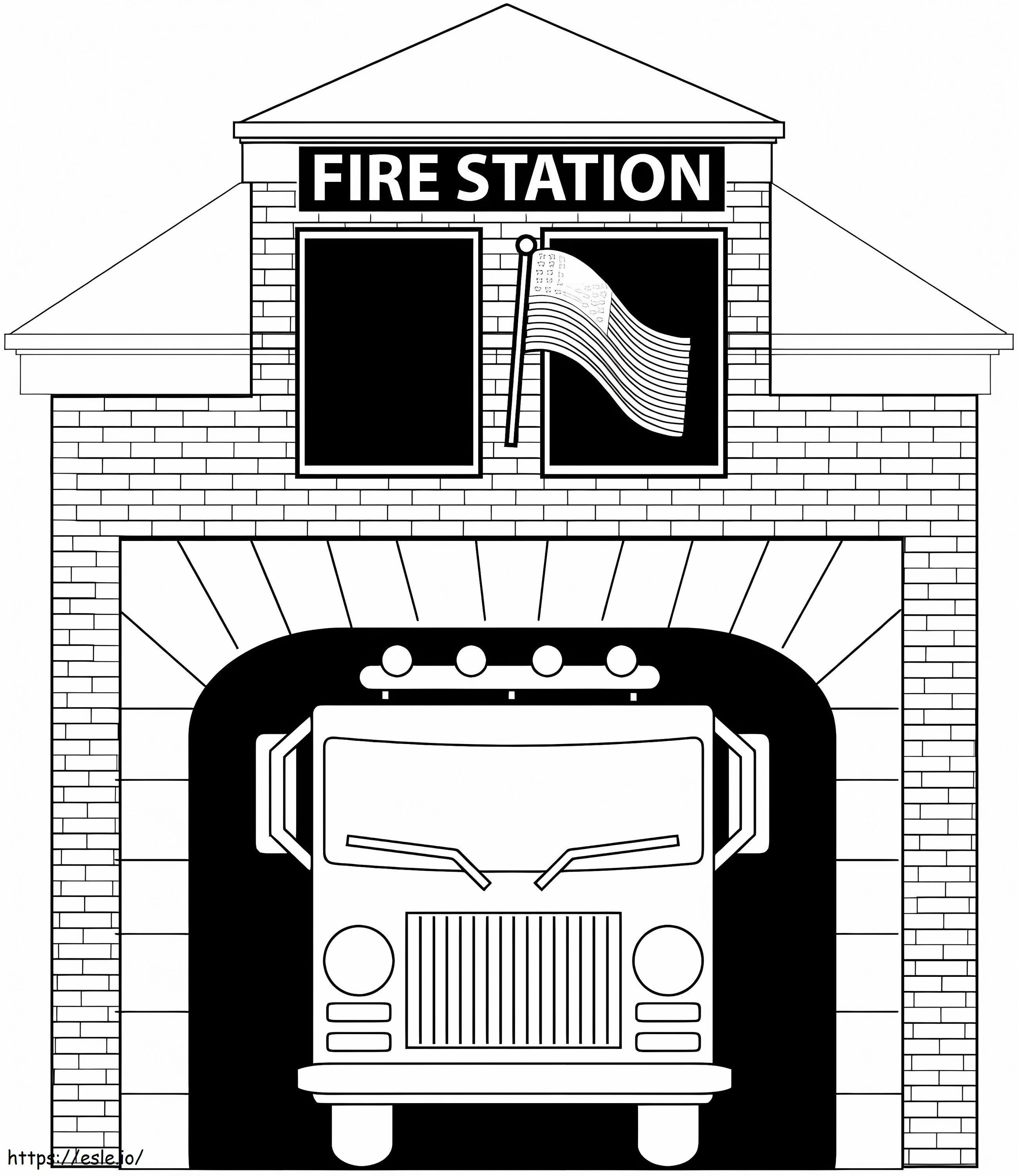 Print Fire Station coloring page