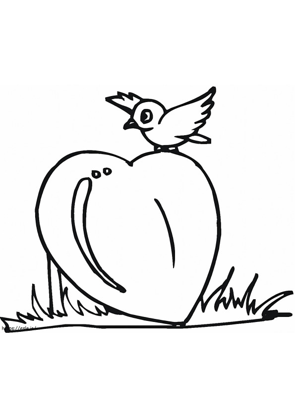 Heart And Bird coloring page