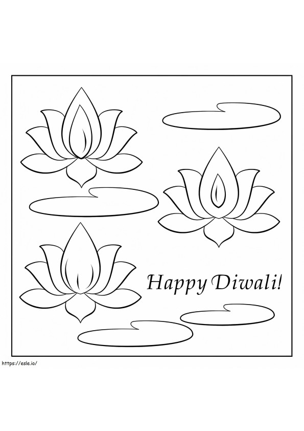 Tarjeta feliz Diwali para colorear