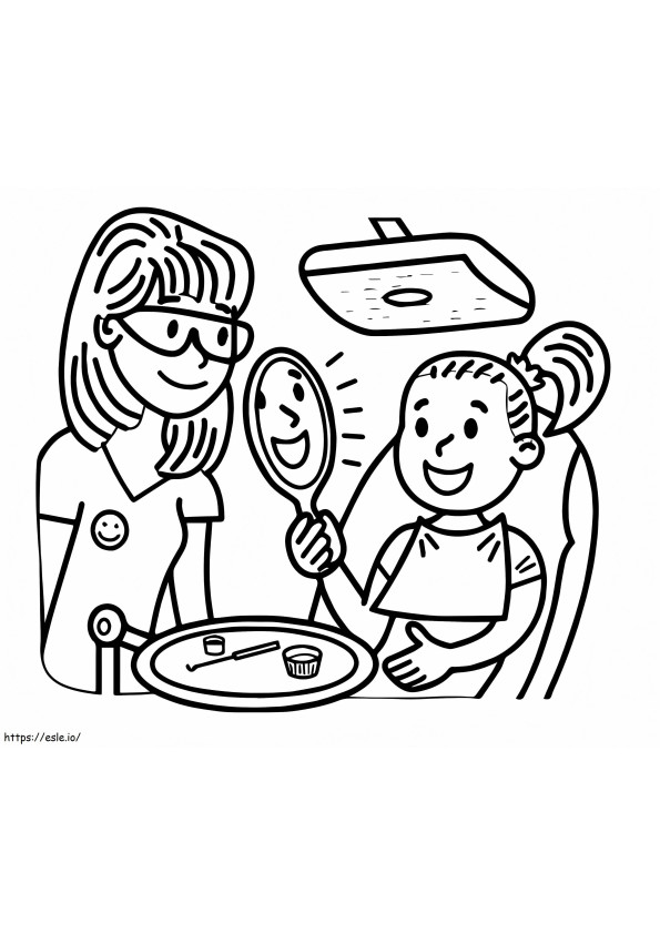 Happy Girl And Dentist coloring page