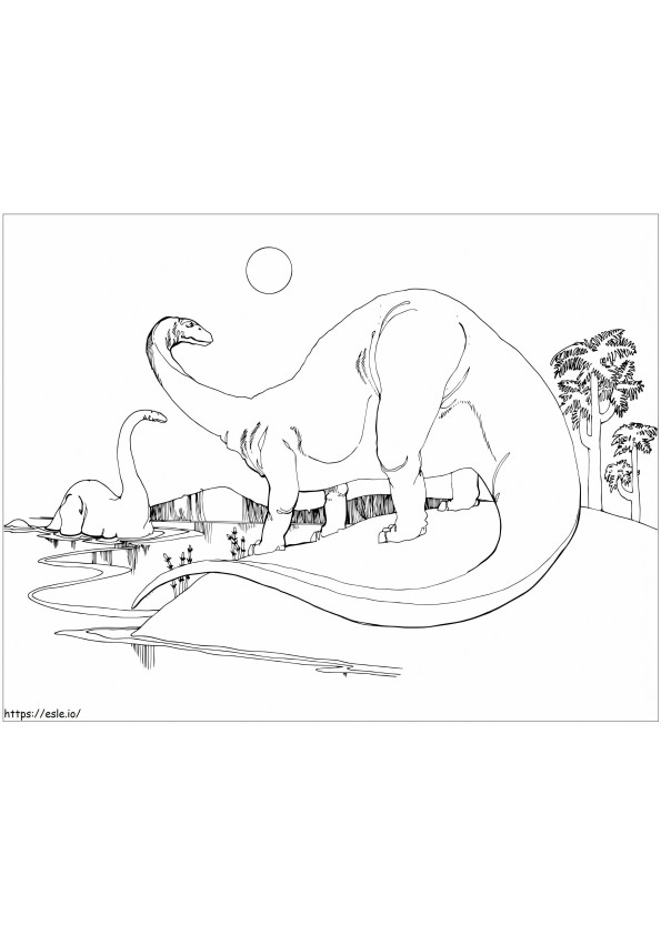 Coloriage Des Brontosaures à imprimer dessin