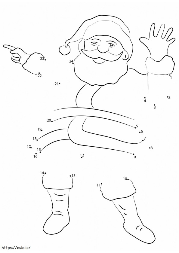Coloriage Père Noël heureux point à points à imprimer dessin