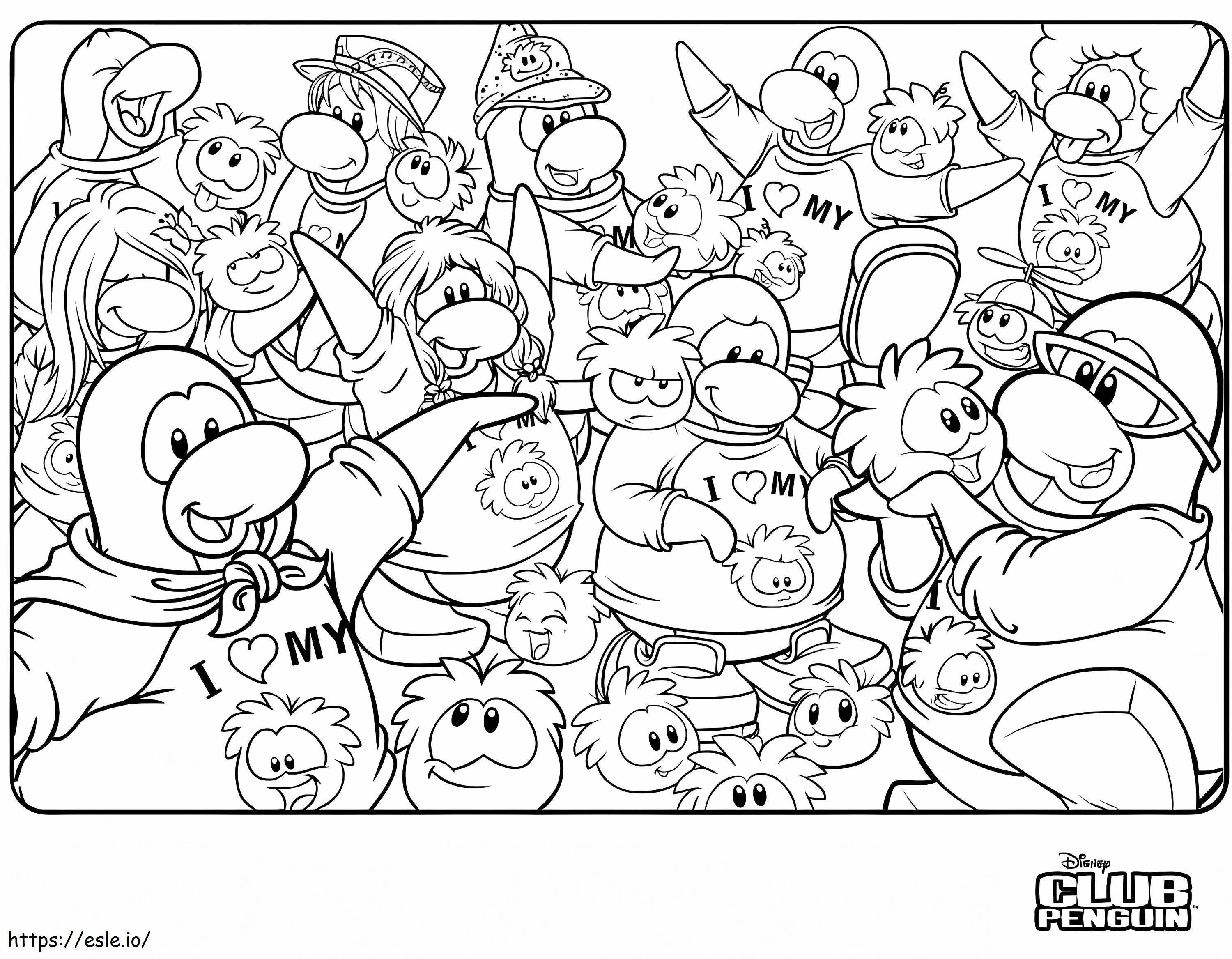 Família Club Penguin para colorir