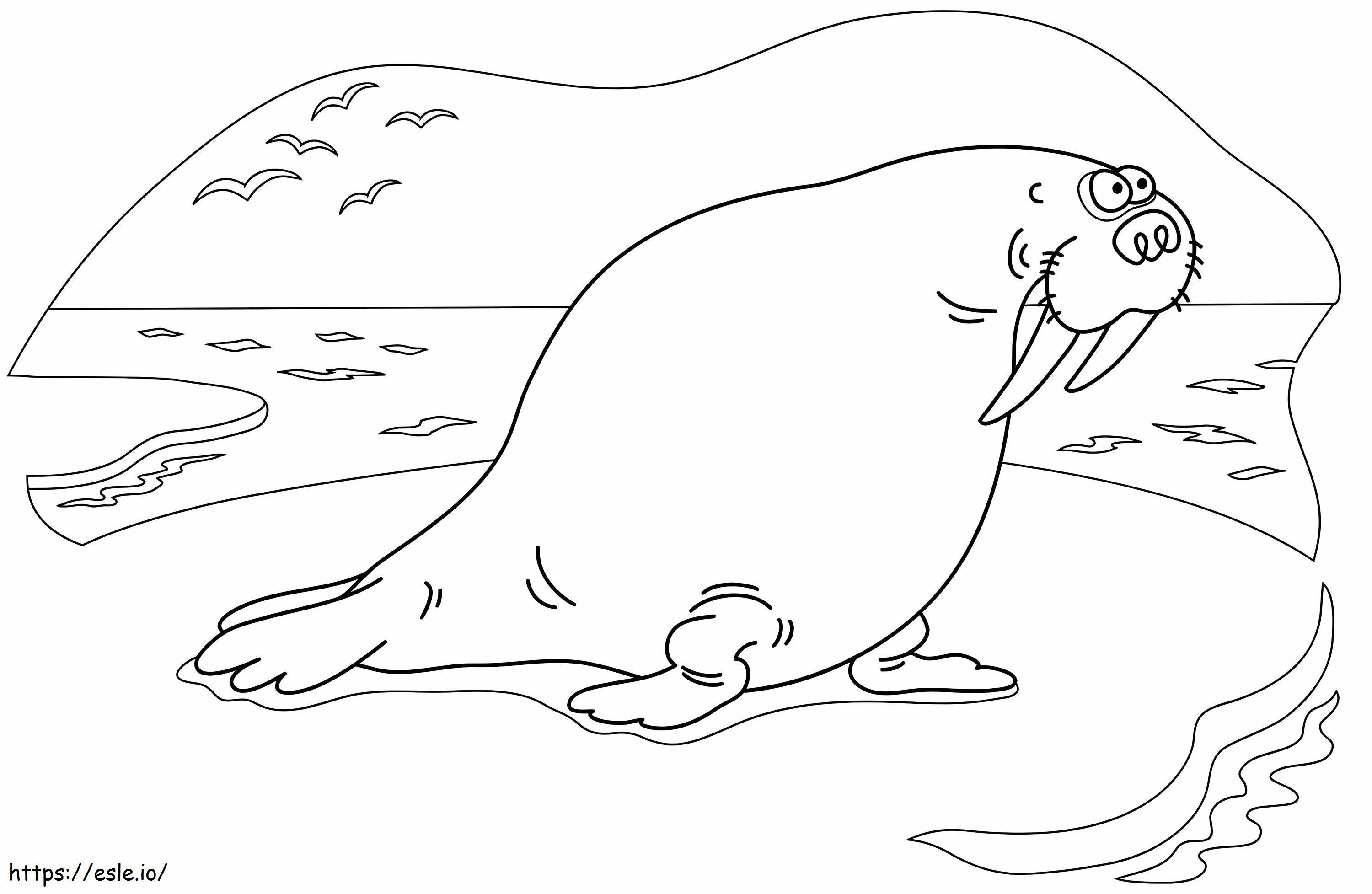 Walrus yang lucu Gambar Mewarnai